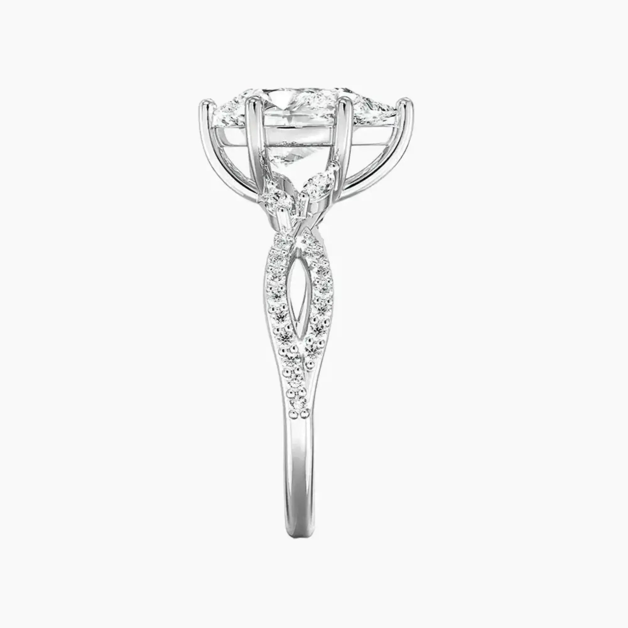 Amara Luxe Adorned Pear Designer 3 Carat Lab Grown Diamond Engagement Ring in 14K Yellow Gold