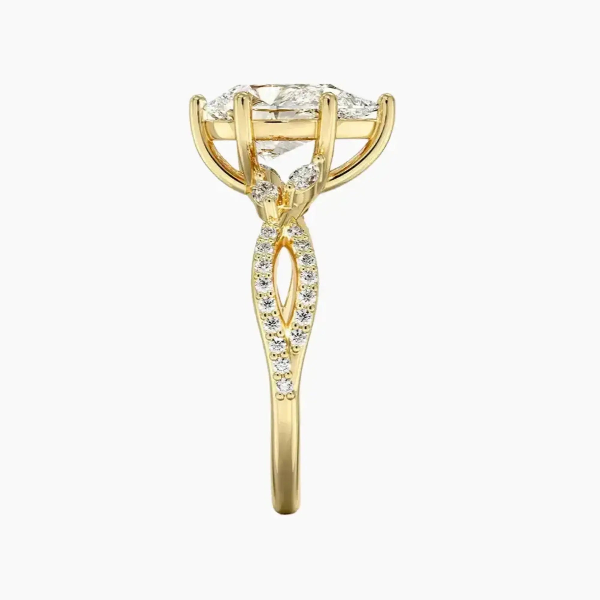 Amara Luxe Adorned Pear Designer Diamond Ring Setting in 18K Rose Gold