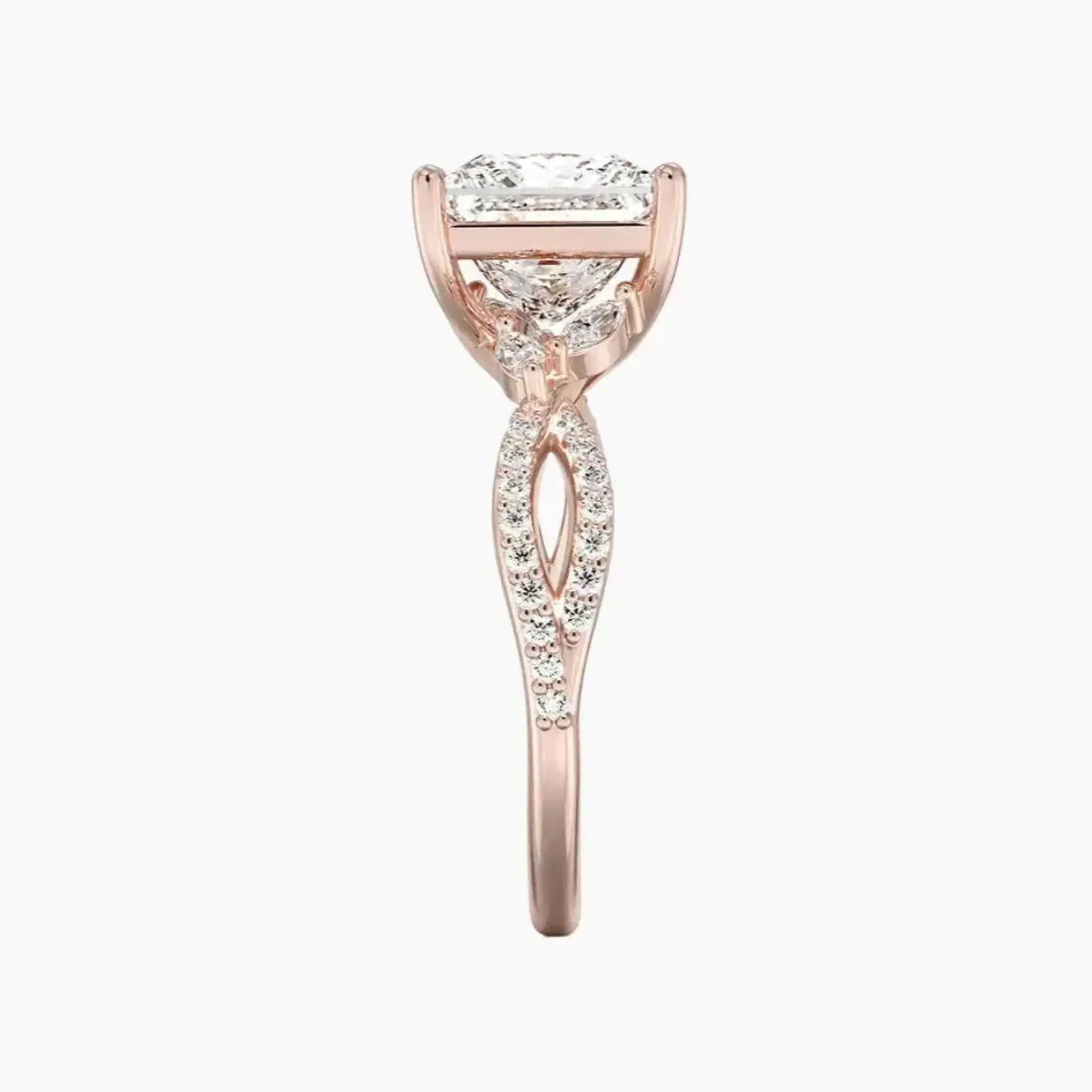 Amara Luxe Adorned Princess Designer 2 Carat Lab Grown Diamond Engagement Ring in 18K Yellow Gold