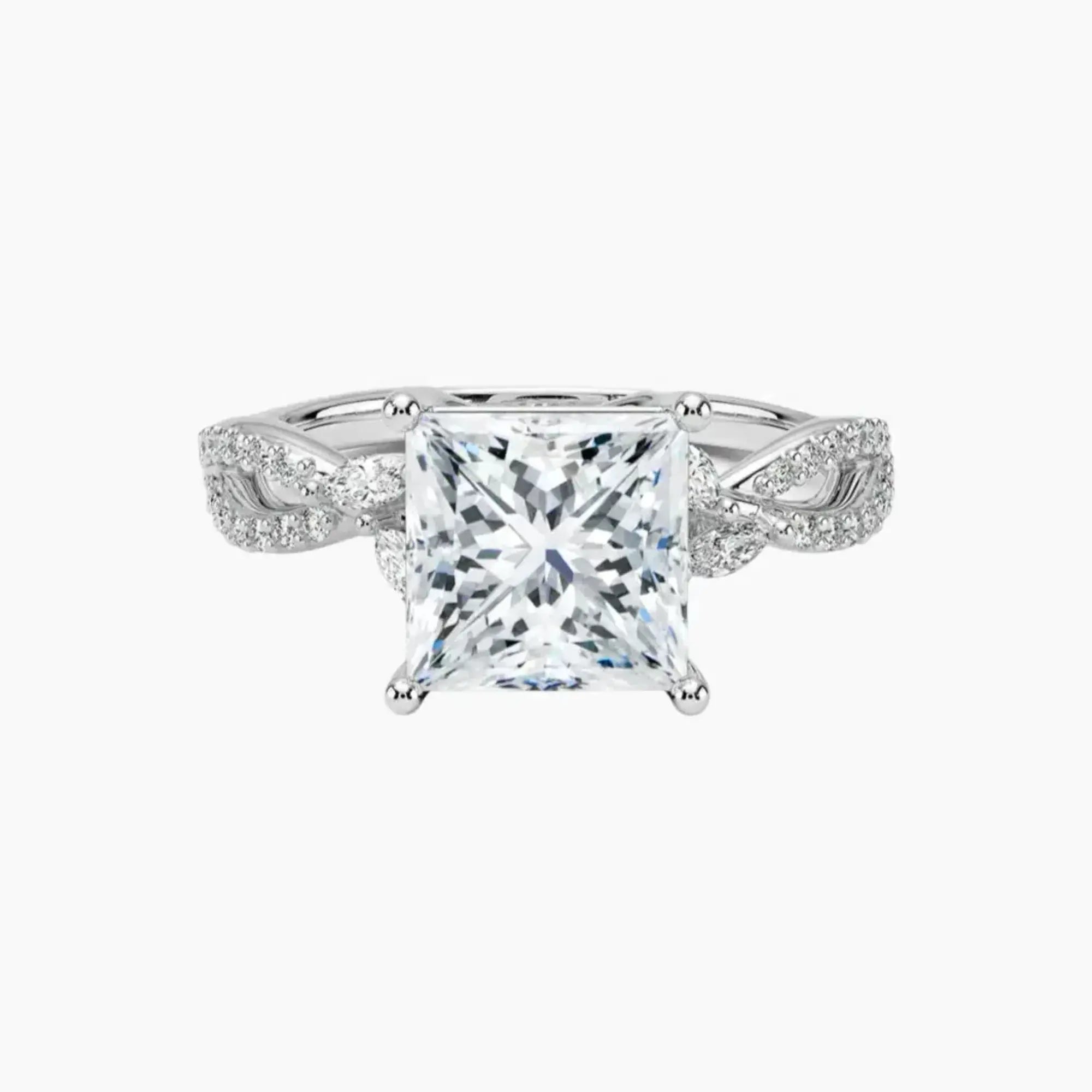 Amara Luxe Adorned Princess Designer 2.5 Carat Lab Grown Diamond Engagement Ring in 18K Rose Gold