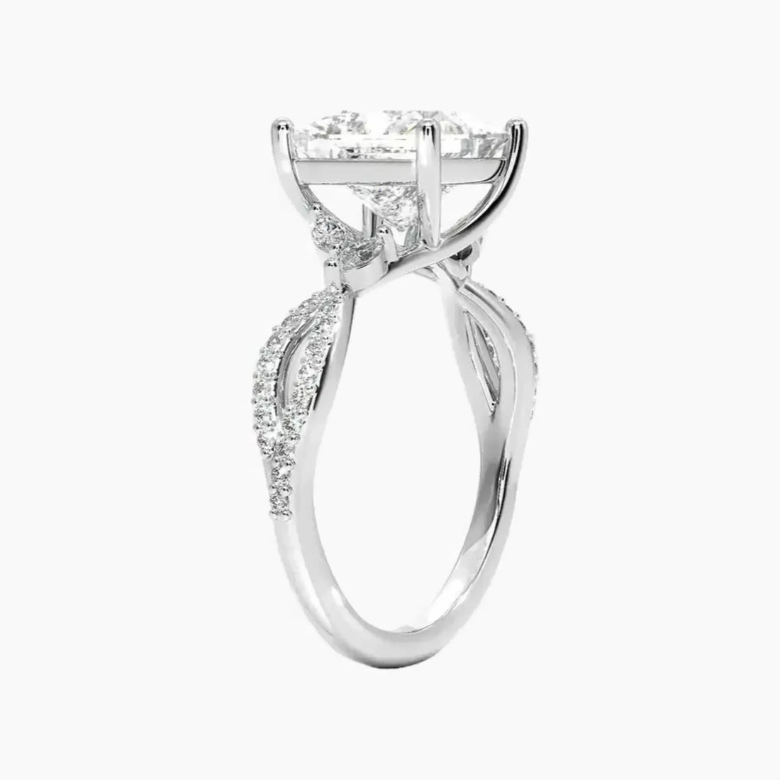 Amara Luxe Adorned Princess Designer Diamond Ring Setting in 14K Yellow Gold