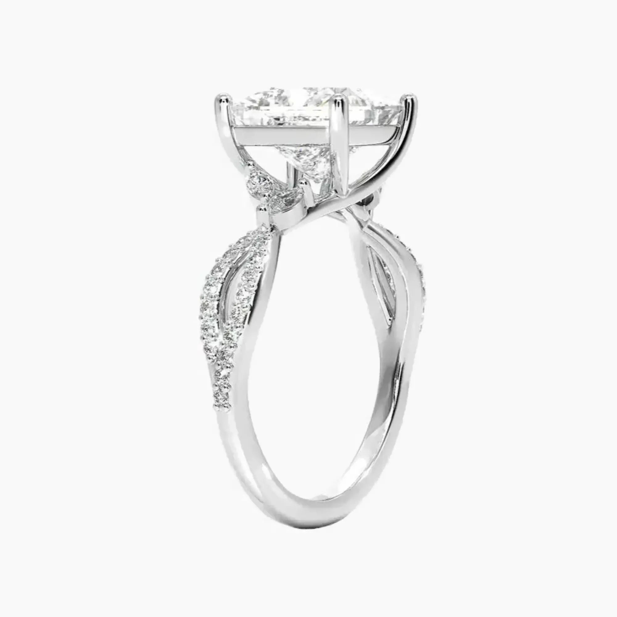 Amara Luxe Adorned Princess Designer 2.5 Carat Lab Grown Diamond Engagement Ring in 14K Rose Gold