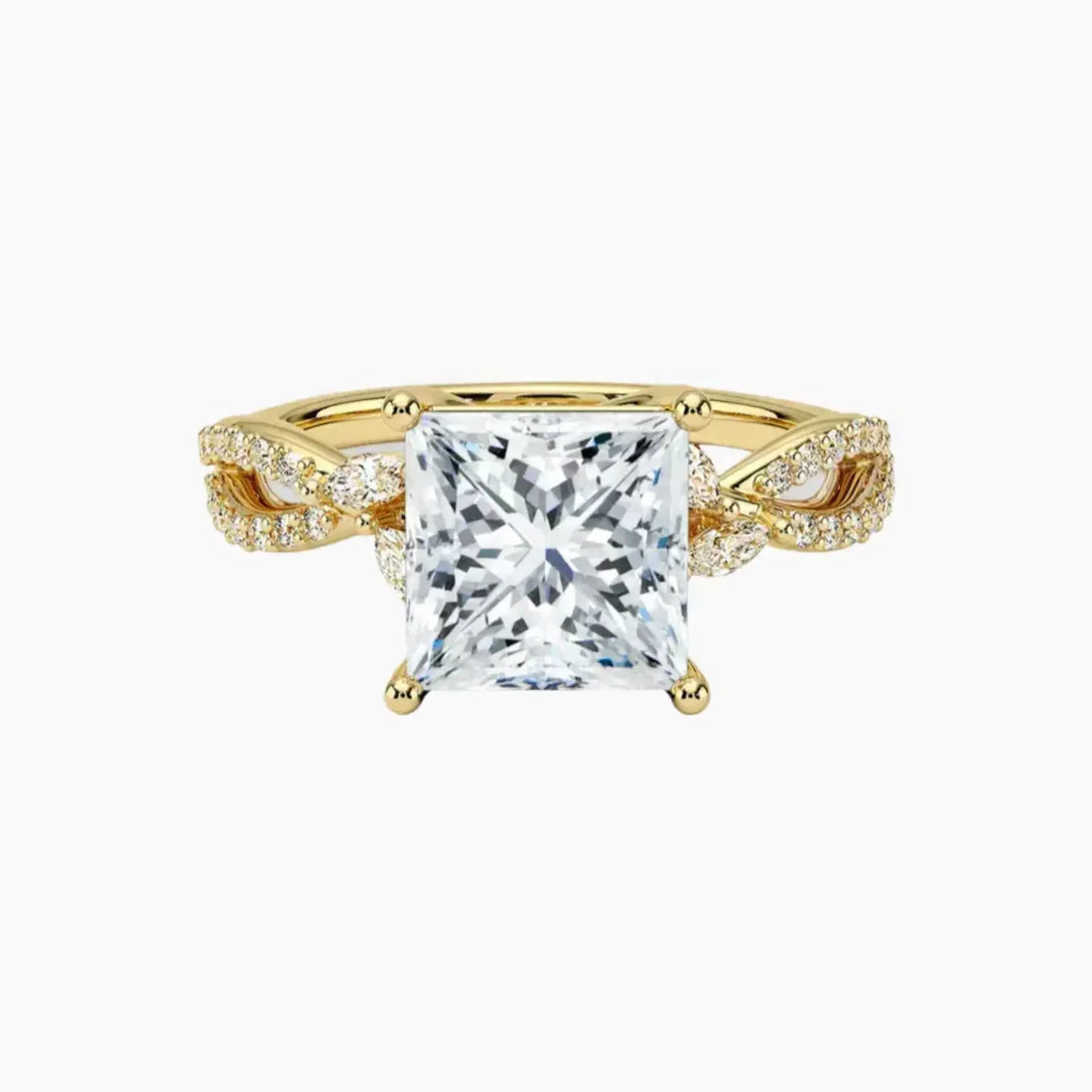 Amara Luxe Adorned Princess Designer 1 Carat Lab Grown Diamond Engagement Ring in 14K Rose Gold