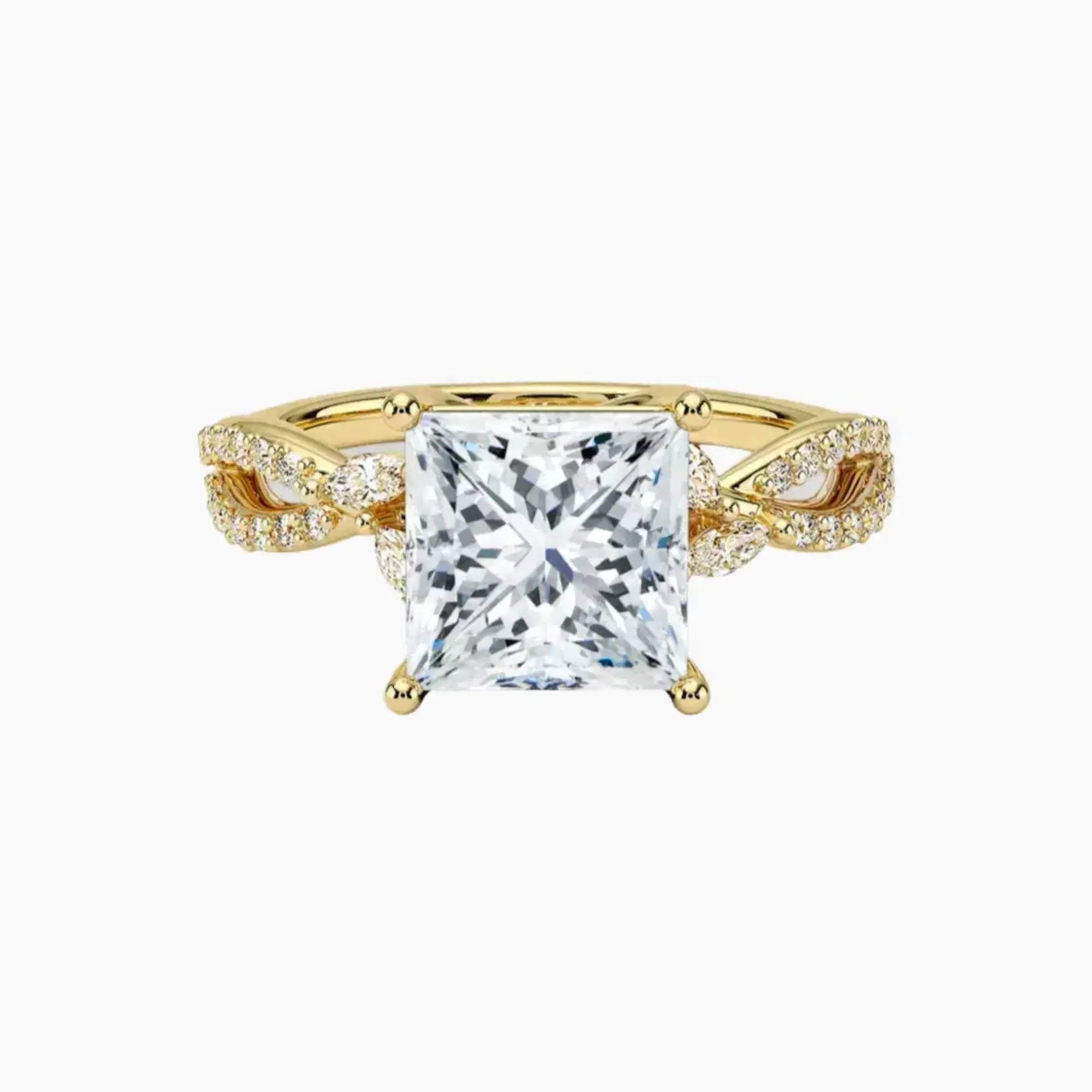 Amara Luxe Adorned Princess Designer 1.5 Carat Lab Grown Diamond Engagement Ring in 18K White Gold