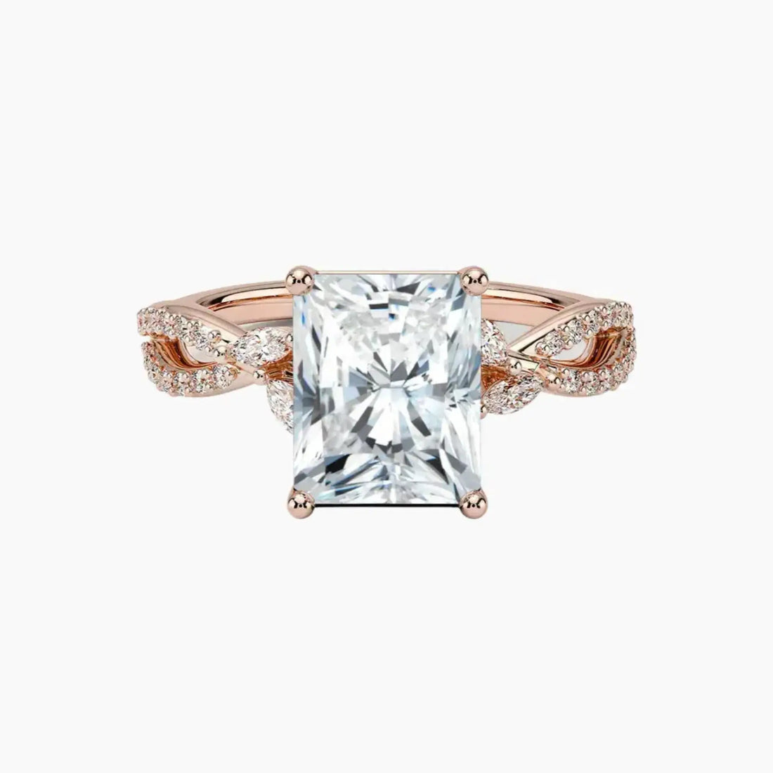 Amara Luxe Adorned Radiant Designer 1.5 Carat Lab Grown Diamond Engagement Ring in 18K Rose Gold
