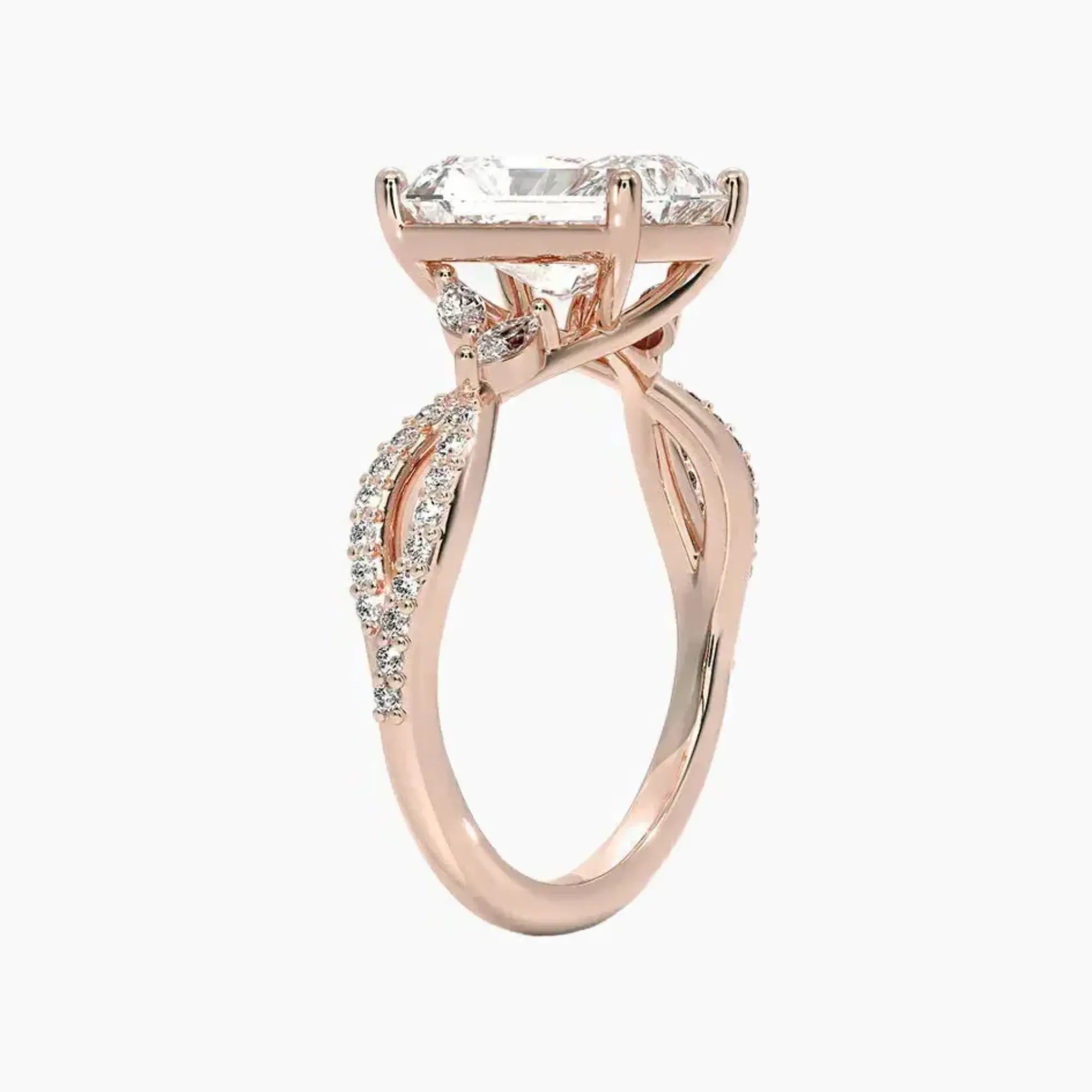 Amara Luxe Adorned Radiant Designer 2 Carat Lab Grown Diamond Engagement Ring in 18K Yellow Gold