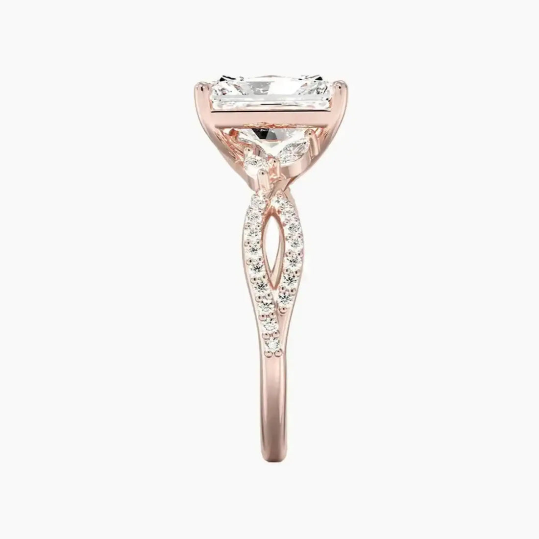 Amara Luxe Adorned Radiant Designer 2.5 Carat Lab Grown Diamond Engagement Ring in 14K Yellow Gold