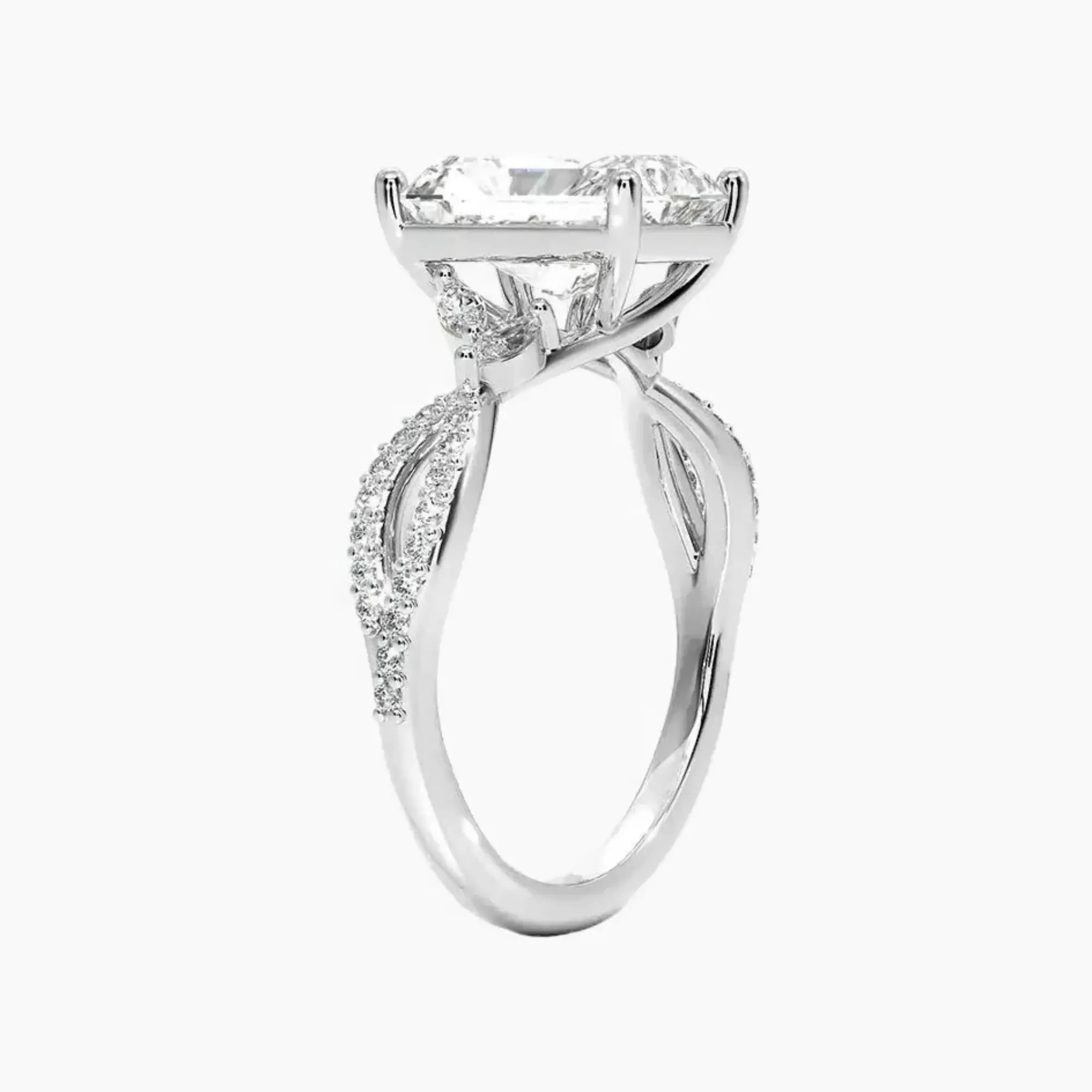 Amara Luxe Adorned Radiant Designer 2.5 Carat Lab Grown Diamond Engagement Ring in 18K Yellow Gold