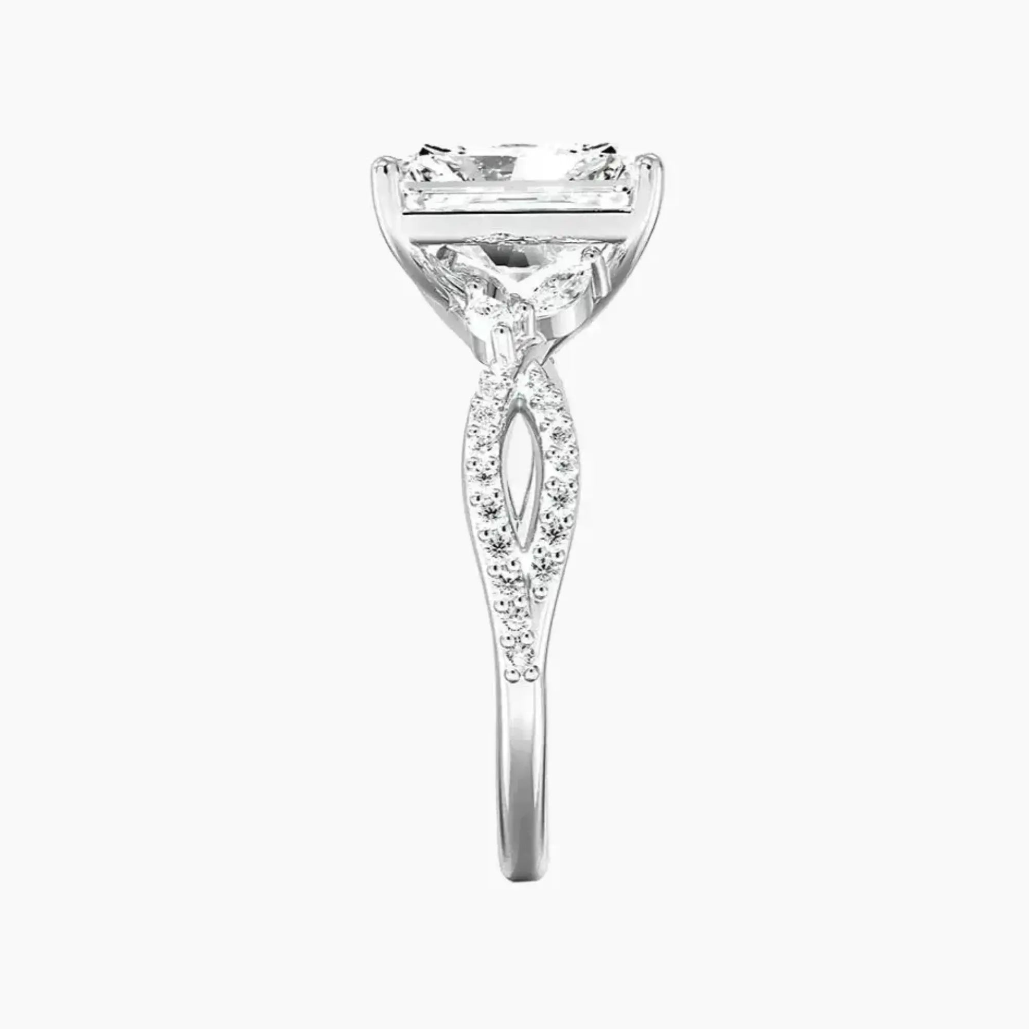 Amara Luxe Adorned Radiant Designer 2 Carat Lab Grown Diamond Engagement Ring in 18K Rose Gold