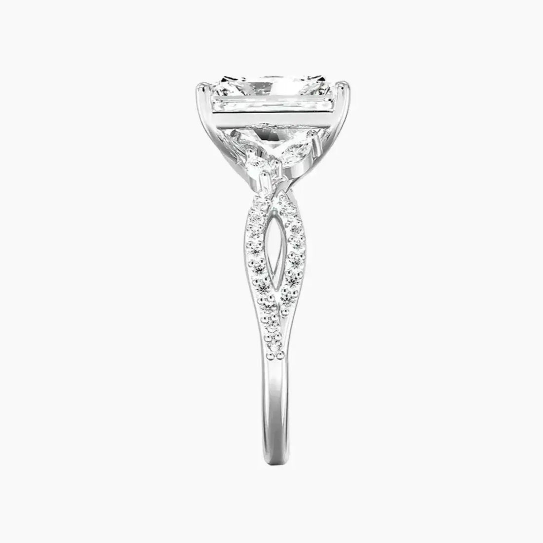 Amara Luxe Adorned Radiant Designer 3 Carat Lab Grown Diamond Engagement Ring in 18K Yellow Gold