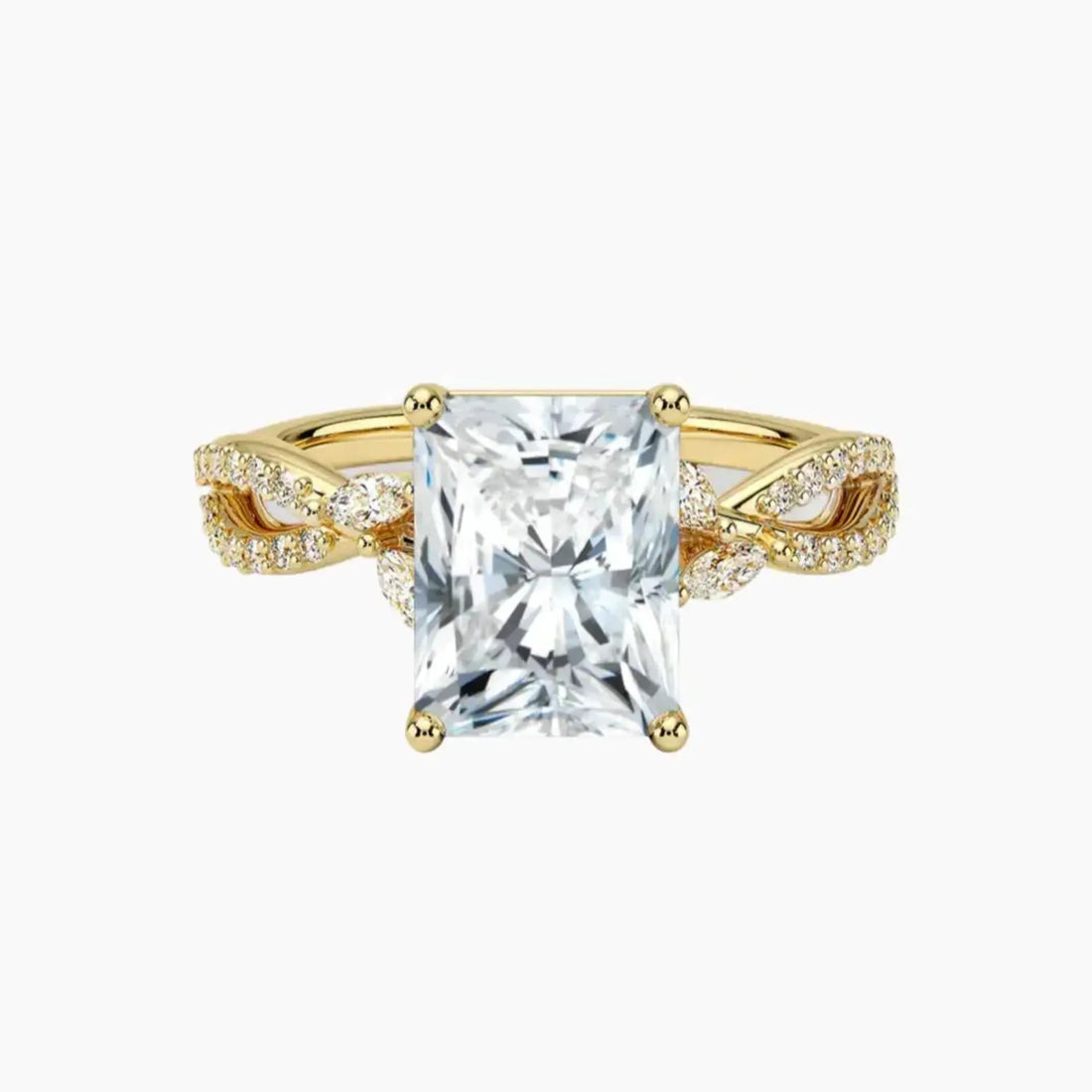 Amara Luxe Adorned Radiant Designer 1 Carat Lab Grown Diamond Engagement Ring in 14K Yellow Gold