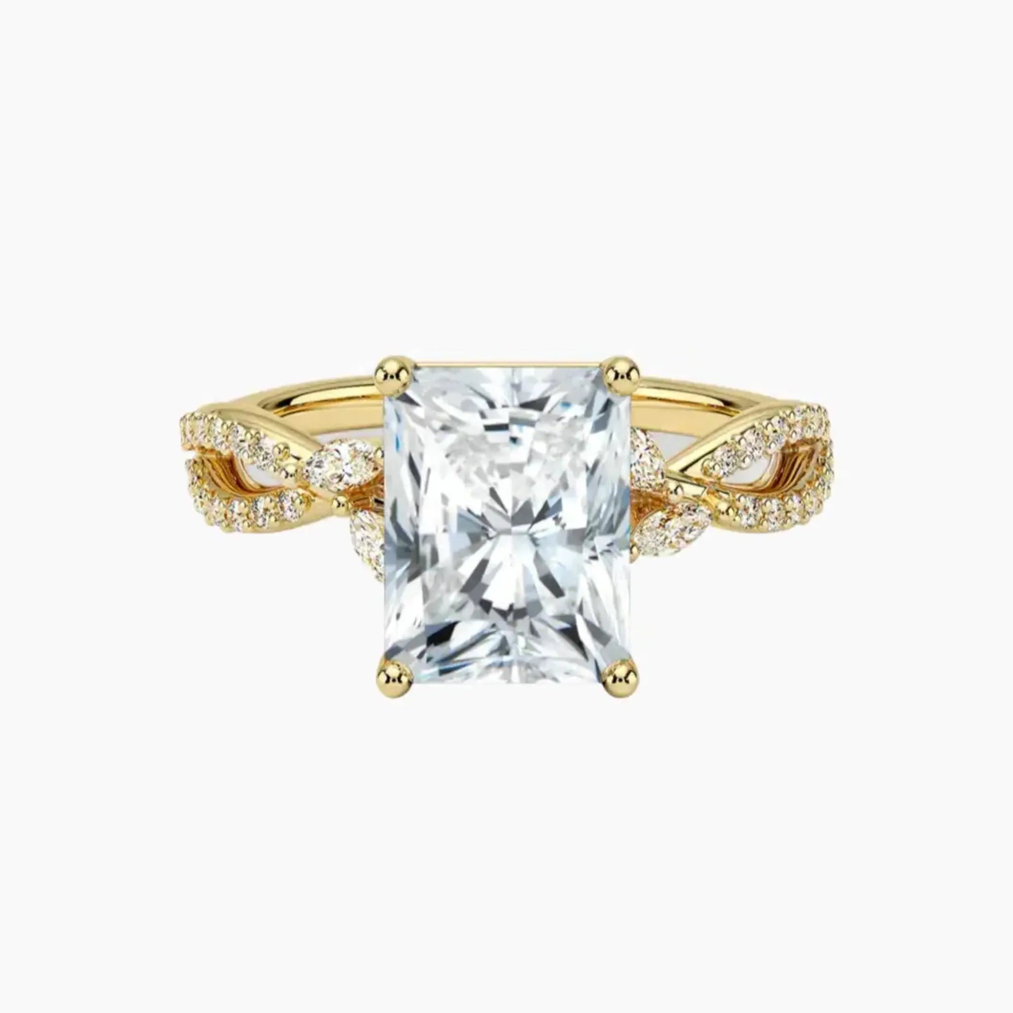 Amara Luxe Adorned Radiant Designer 1 Carat Lab Grown Diamond Engagement Ring in 14K Rose Gold