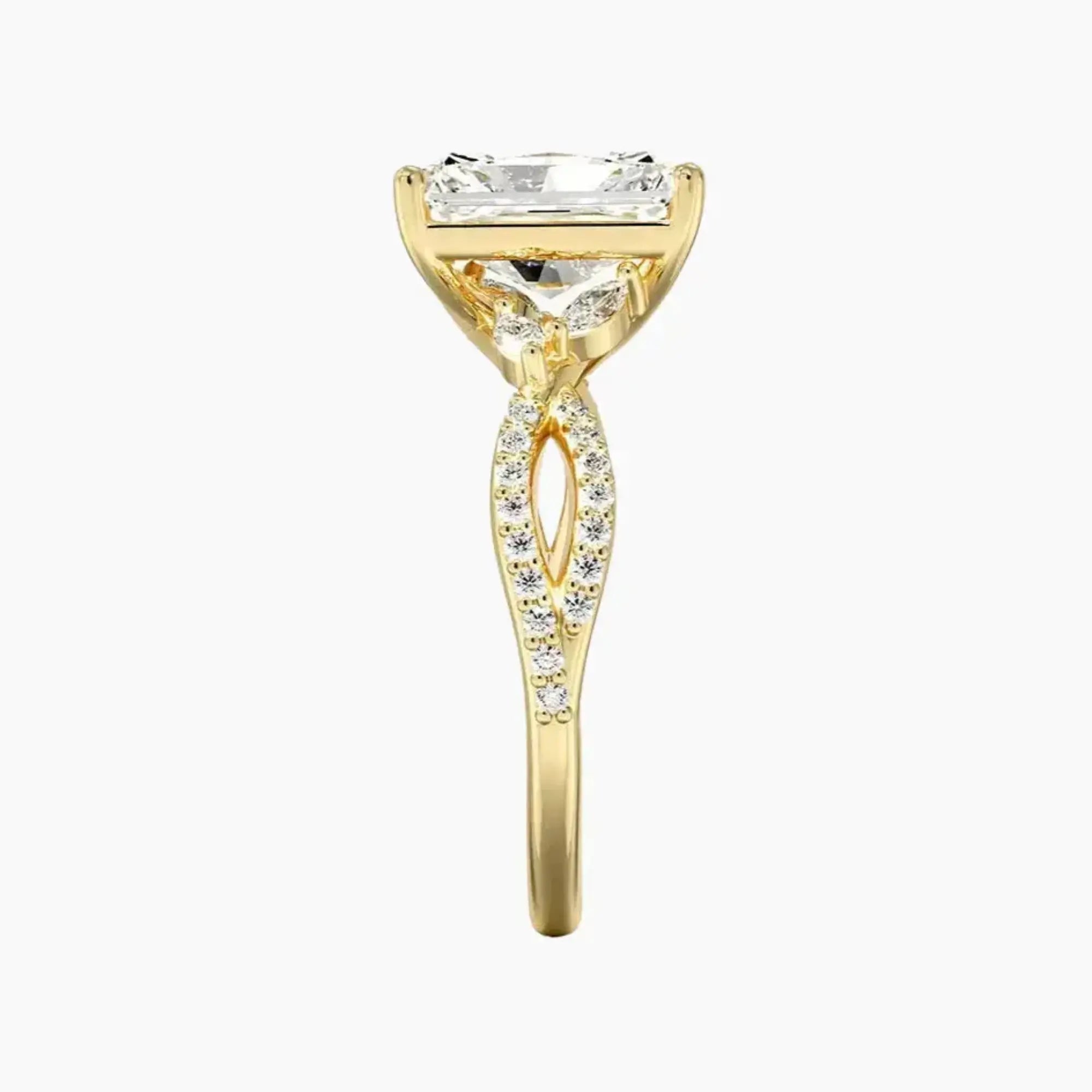 Amara Luxe Adorned Radiant Designer 2.5 Carat Lab Grown Diamond Engagement Ring in 14K White Gold