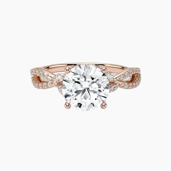Amara Luxe Adorned Round Designer 2.5 Carat Lab Grown Diamond Engagement Ring in 18K Rose Gold