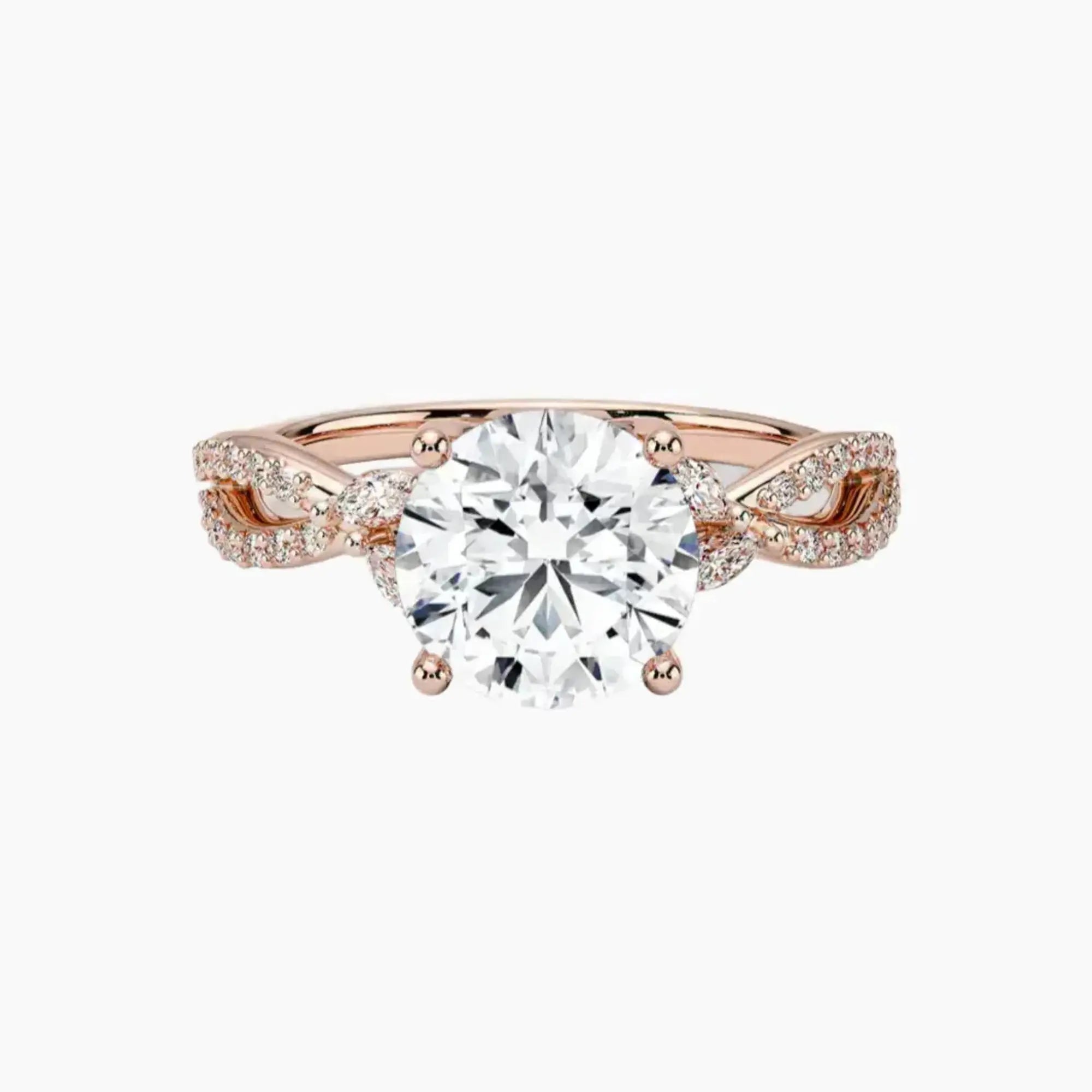 Amara Luxe Adorned Round Designer 2.5 Carat Lab Grown Diamond Engagement Ring in 14K Yellow Gold