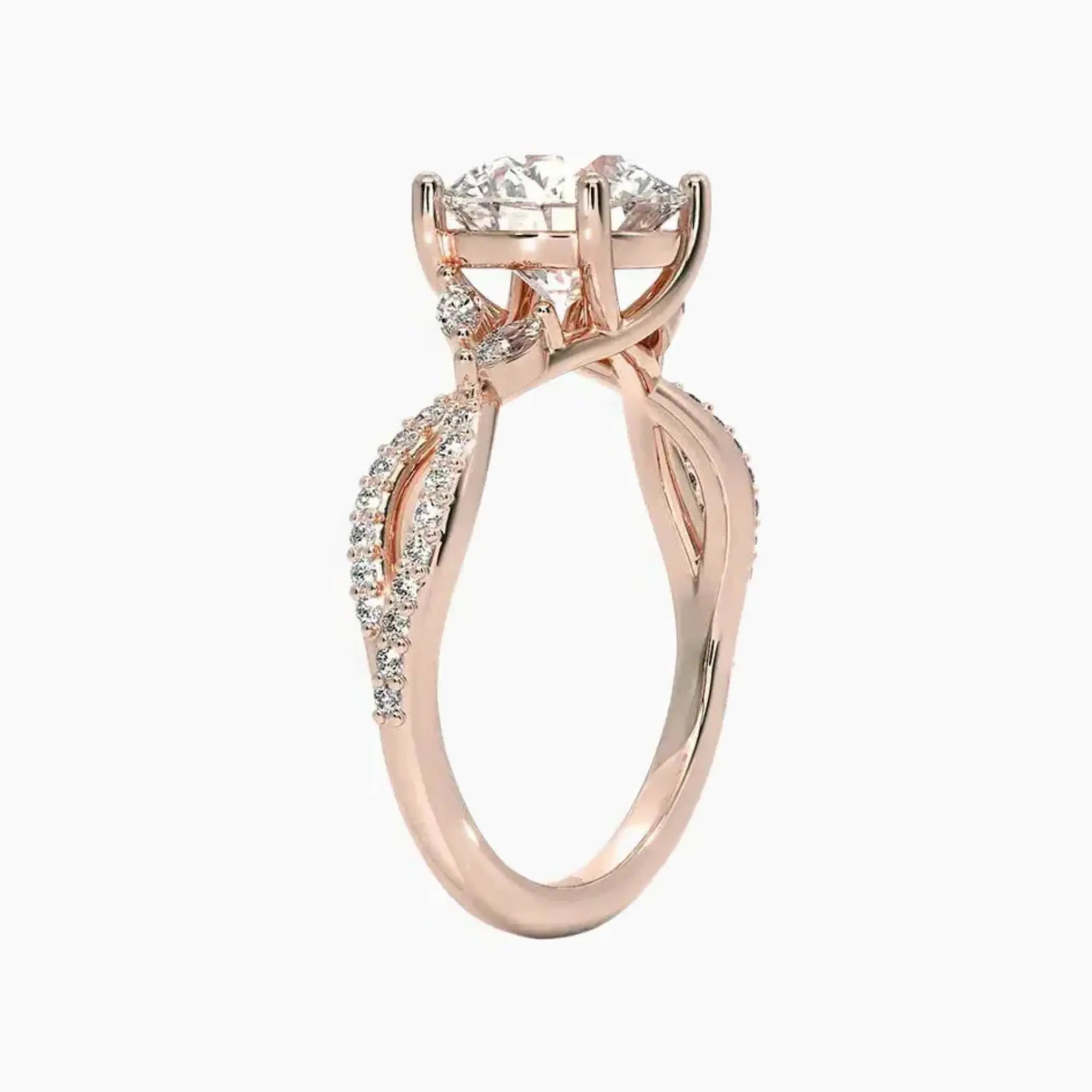 Amara Luxe Adorned Round Designer Diamond Ring Setting in 14K Yellow Gold