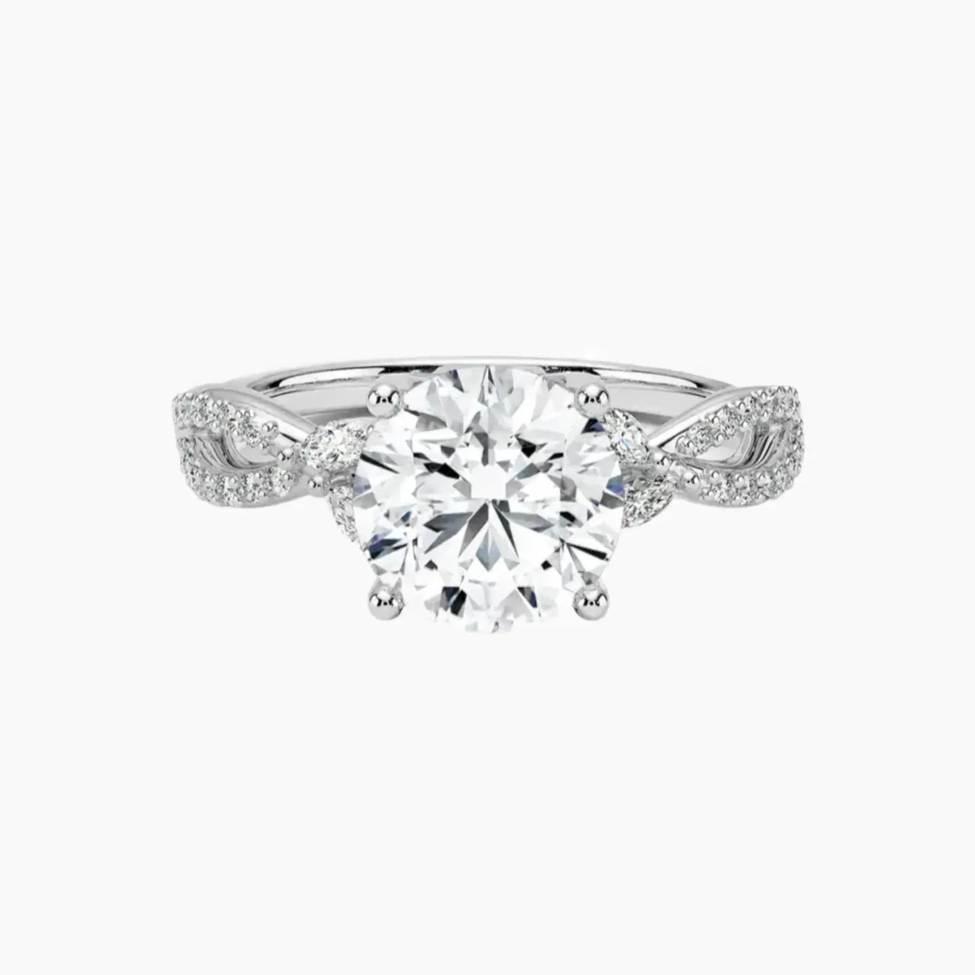 Amara Luxe Adorned Round Designer 1 Carat Lab Grown Diamond Engagement Ring in 18K Yellow Gold
