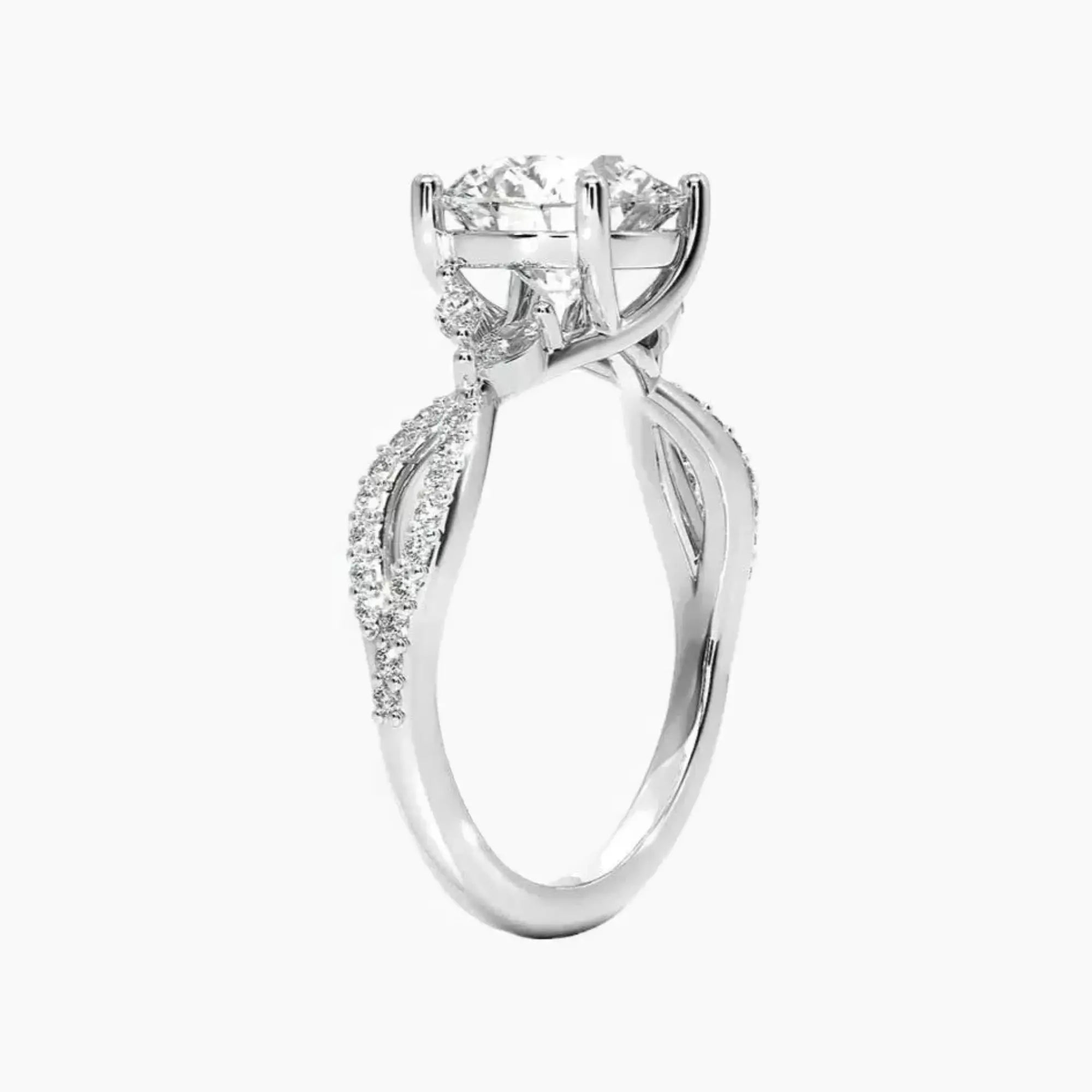 Amara Luxe Adorned Round Designer 1.5 Carat Lab Grown Diamond Engagement Ring in 14K White Gold