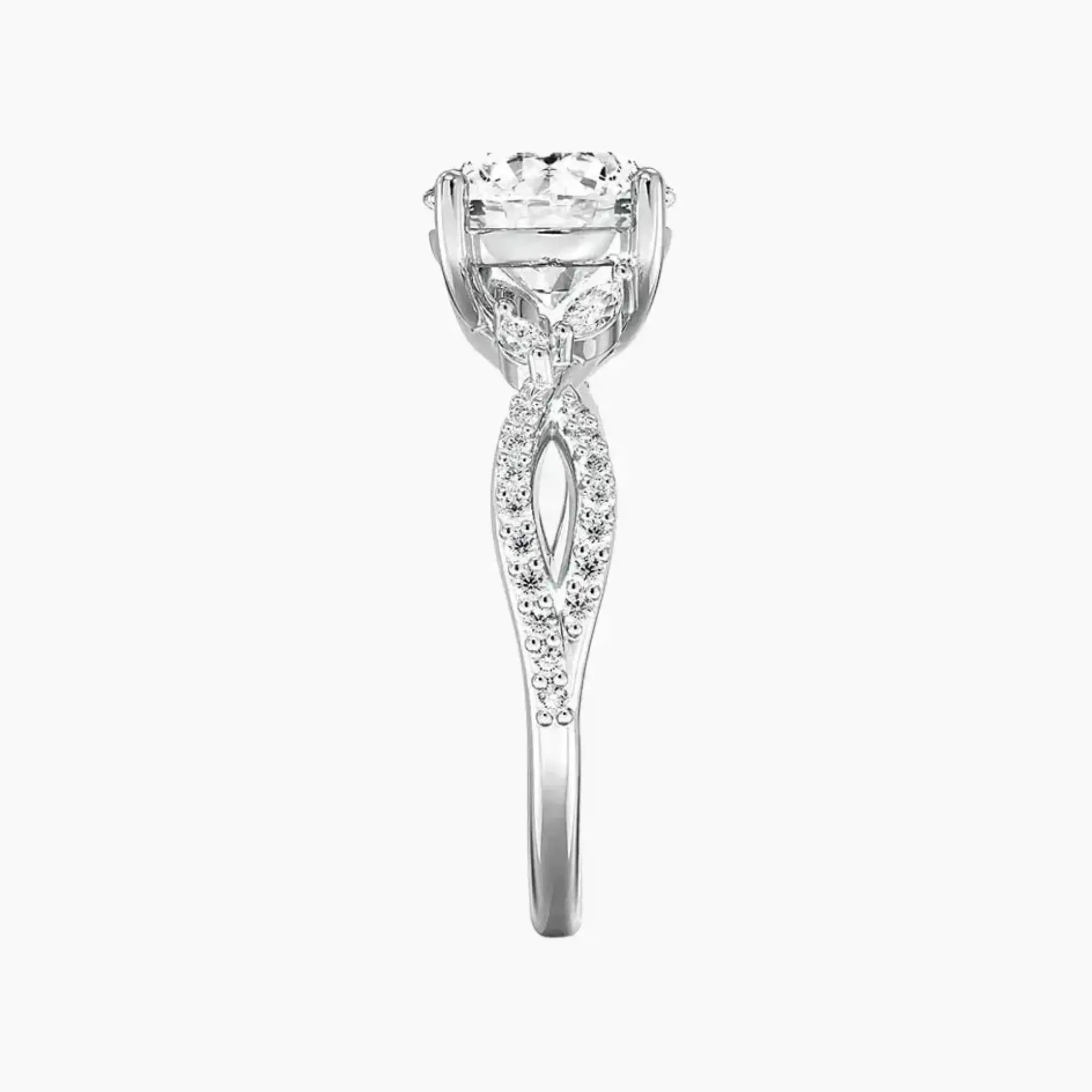 Amara Luxe Adorned Round Designer 1 Carat Lab Grown Diamond Engagement Ring in 14K Rose Gold