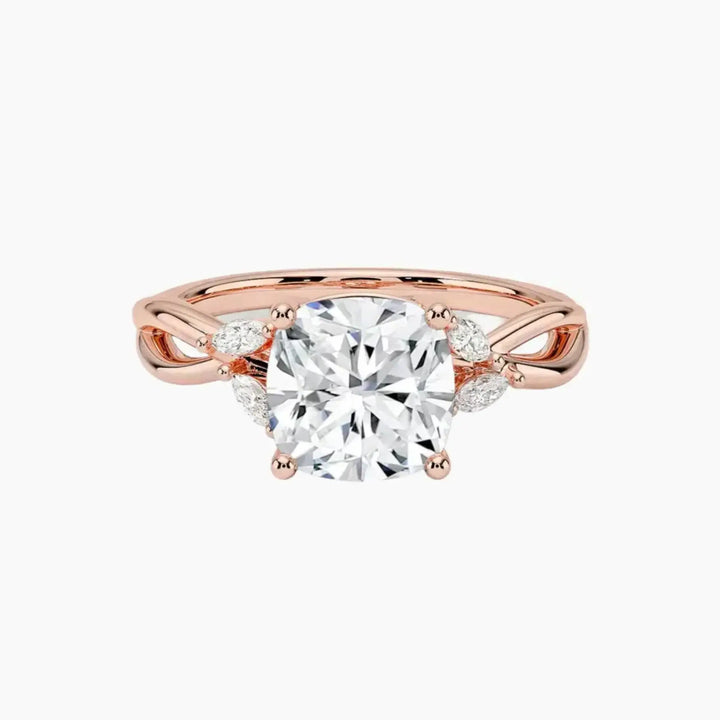 Amara Cushion Designer 2.5 Carat Lab Grown Diamond Engagement Ring in 18K Rose Gold