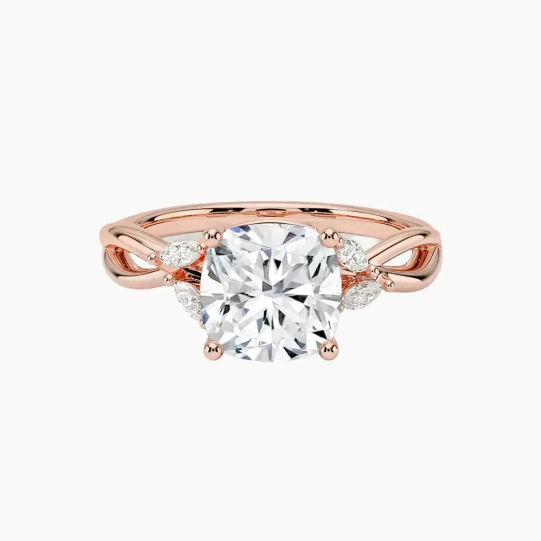 Amara Cushion Designer 3 Carat Lab Grown Diamond Engagement Ring in 14K White Gold