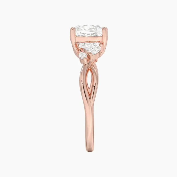 Amara Cushion Designer 2.5 Carat Lab Grown Diamond Engagement Ring in 18K Yellow Gold
