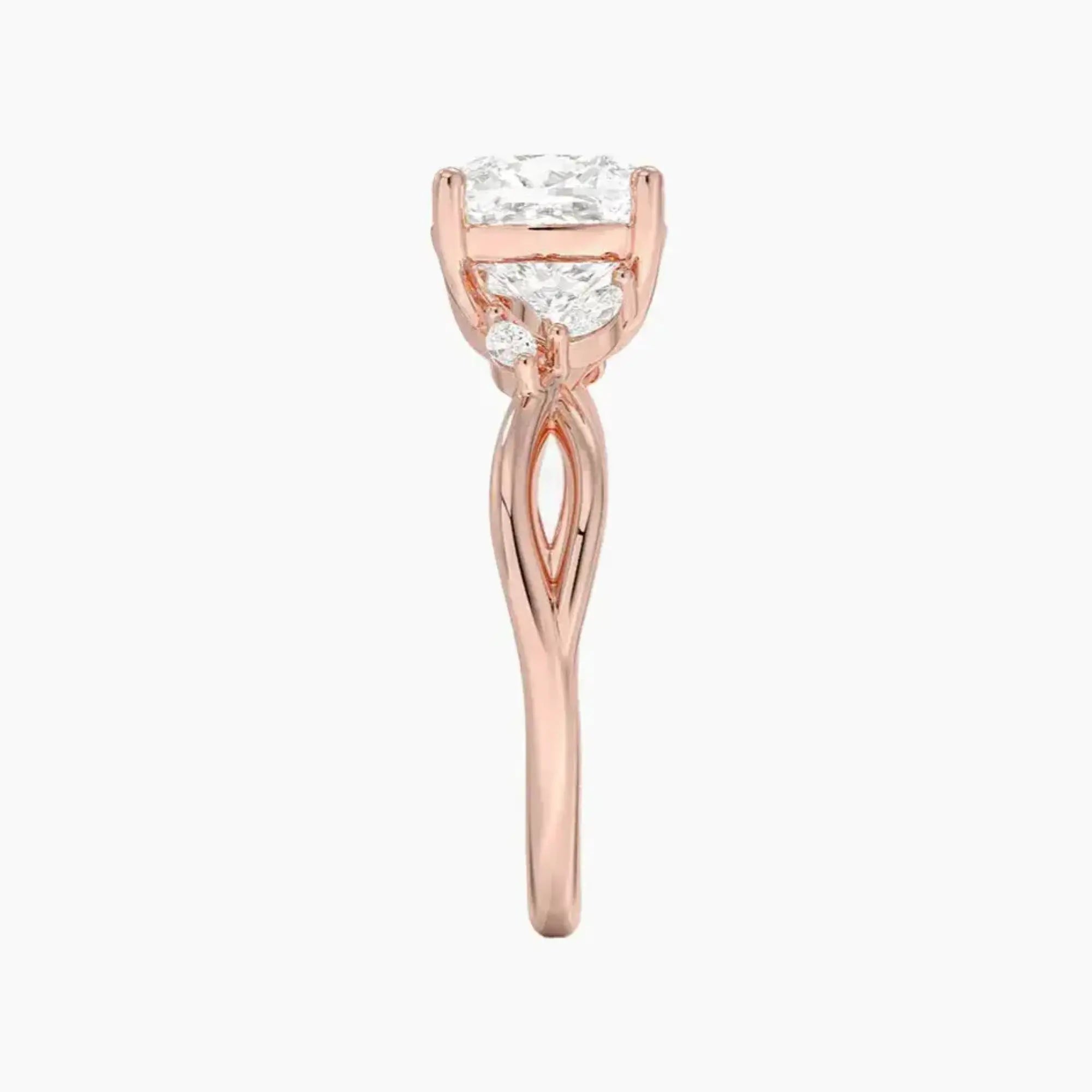 Amara Cushion Designer 1.5 Carat Lab Grown Diamond Engagement Ring in 18K White Gold