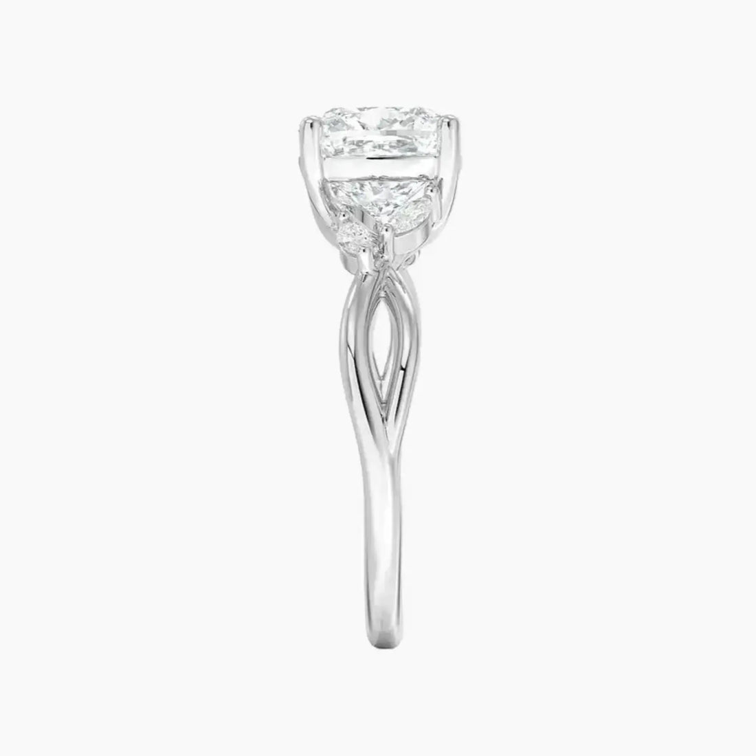 Amara Cushion Designer 3 Carat Lab Grown Diamond Engagement Ring in 14K White Gold