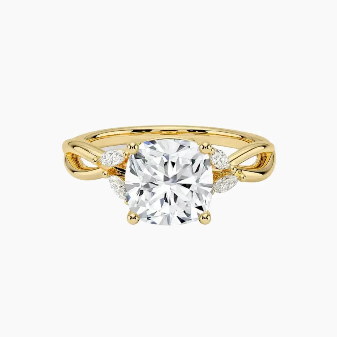 Amara Cushion Designer Diamond Ring Setting in 14K Yellow Gold