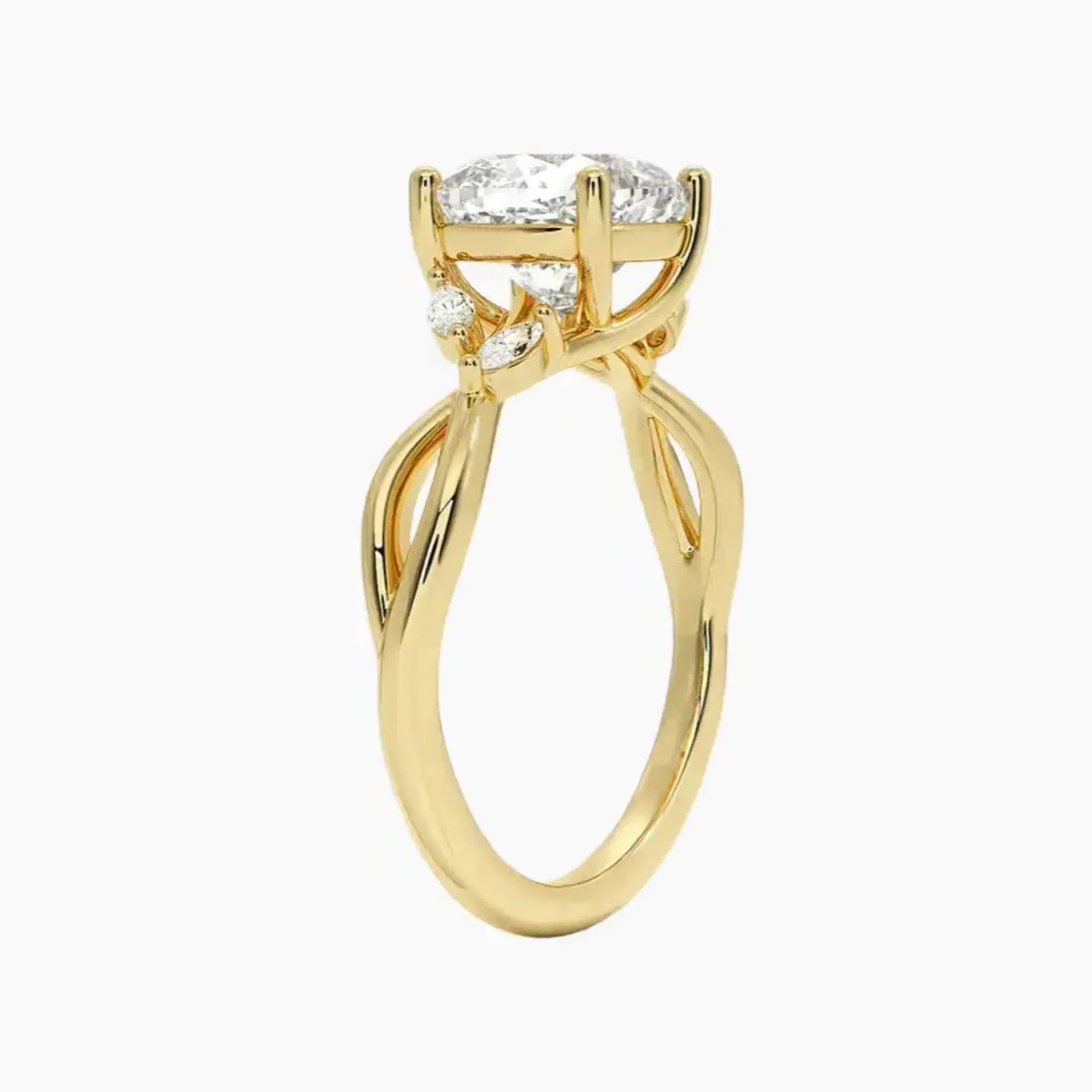 Amara Cushion Designer 3 Carat Lab Grown Diamond Engagement Ring in 18K White Gold