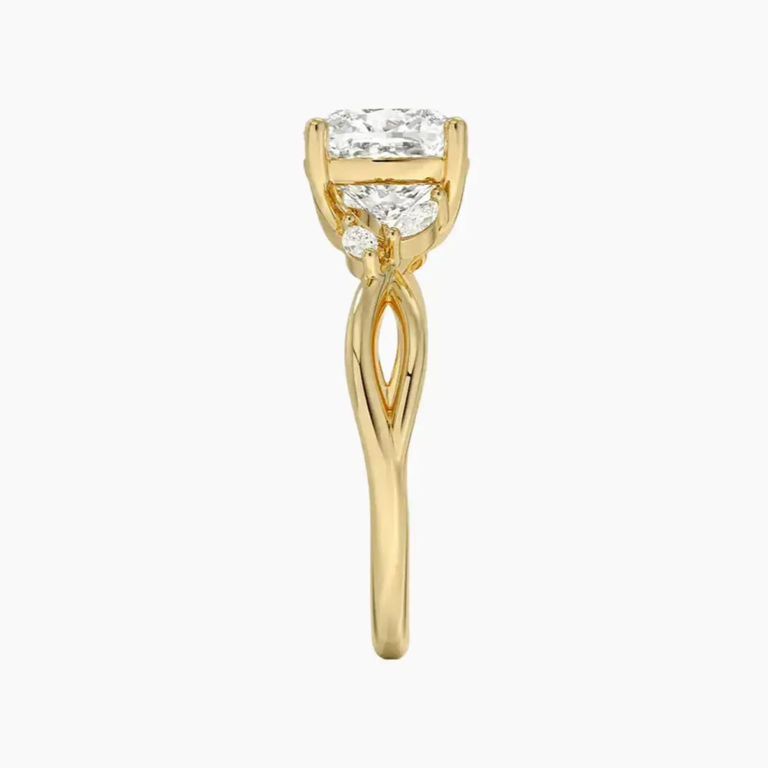 Amara Cushion Designer 1.5 Carat Lab Grown Diamond Engagement Ring in 14K Yellow Gold