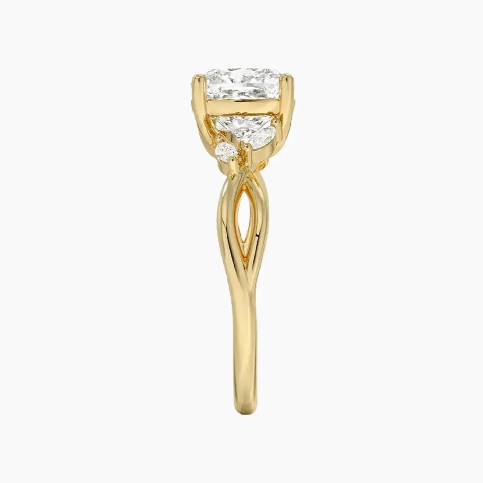 Amara Cushion Designer 3 Carat Lab Grown Diamond Engagement Ring in 18K White Gold