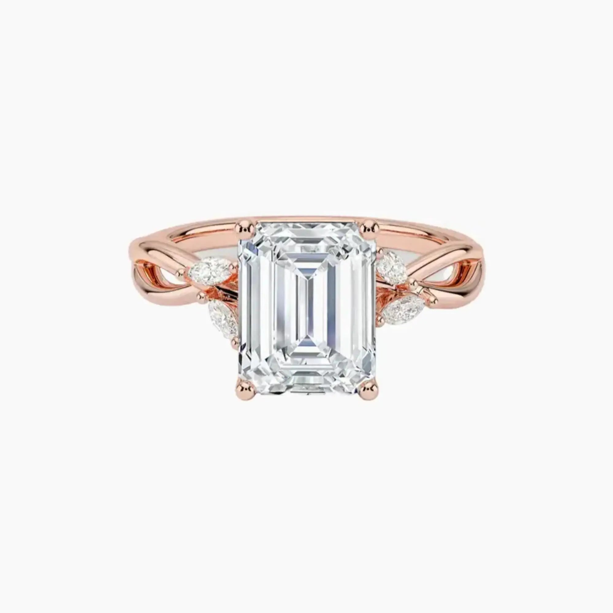 Amara Emerald Designer Diamond Ring Setting in 14K Yellow Gold