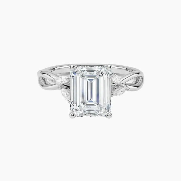 Amara Emerald Designer 1.5 Carat Lab Grown Diamond Engagement Ring in 14K White Gold
