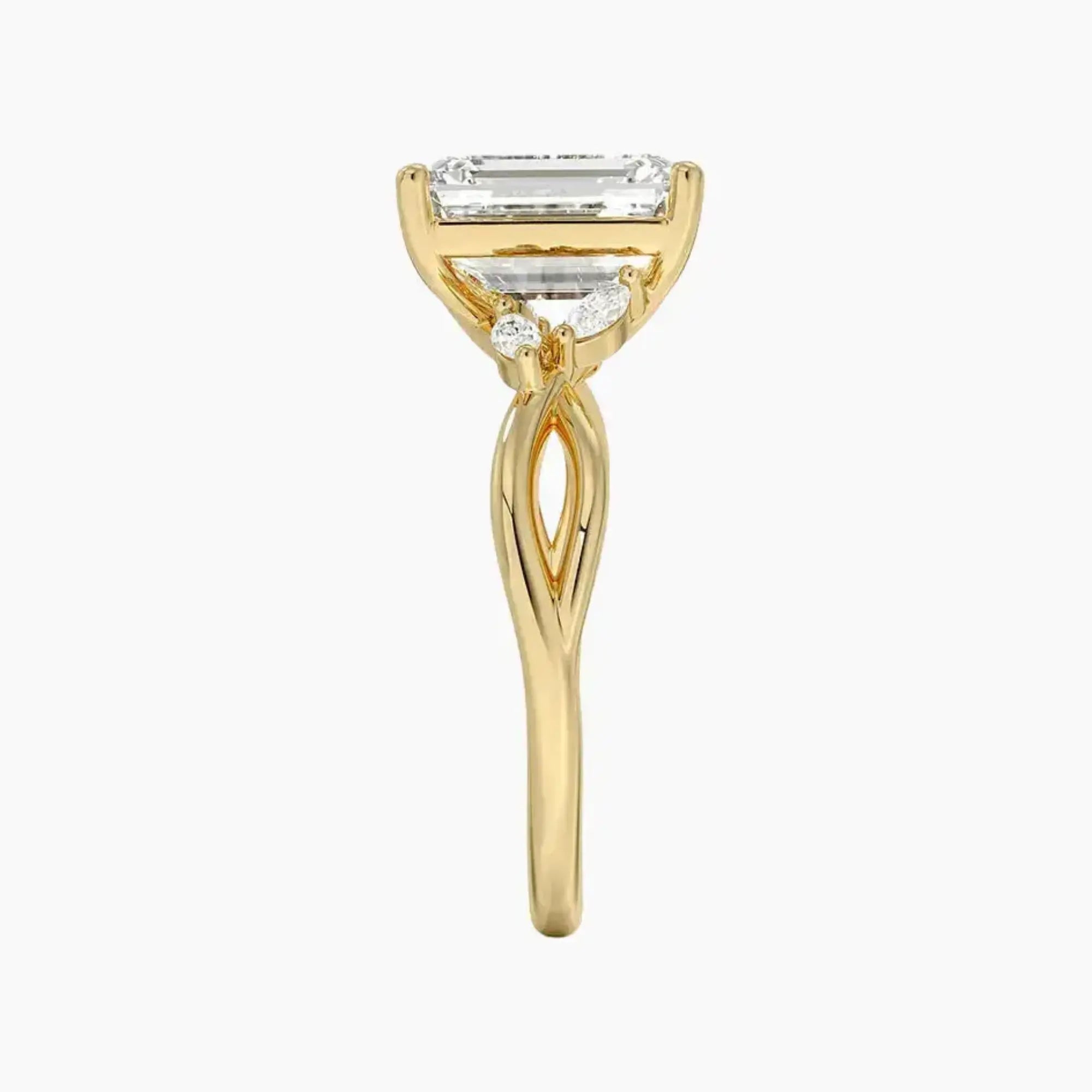 Amara Emerald Designer Diamond Ring Setting in 14K Yellow Gold