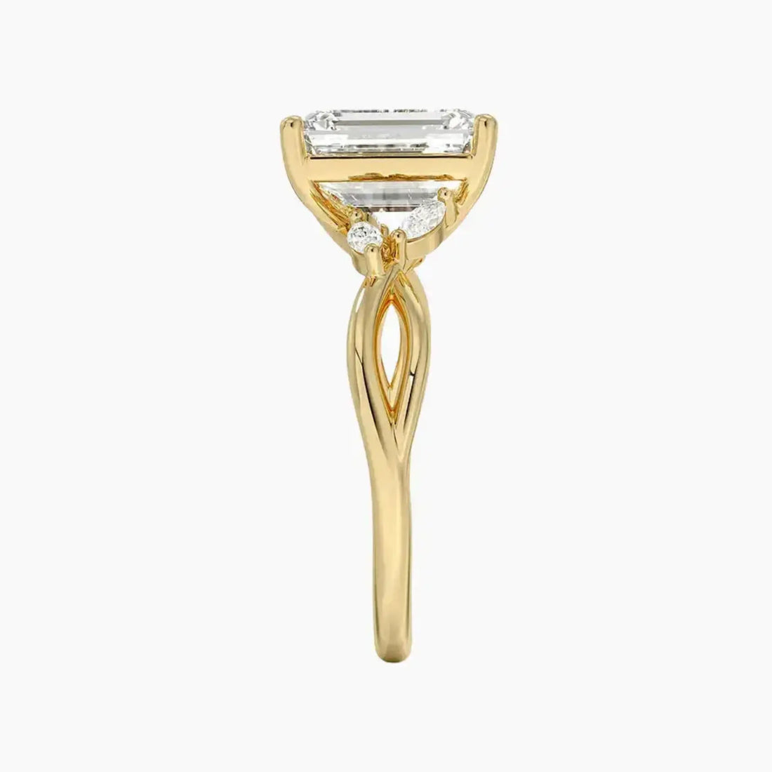 Amara Emerald Designer 1.5 Carat Lab Grown Diamond Engagement Ring in 14K Rose Gold