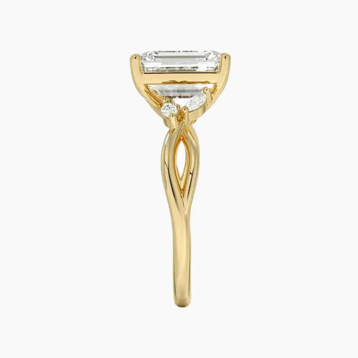 Amara Emerald Designer 1 Carat Lab Grown Diamond Engagement Ring in 14K Rose Gold