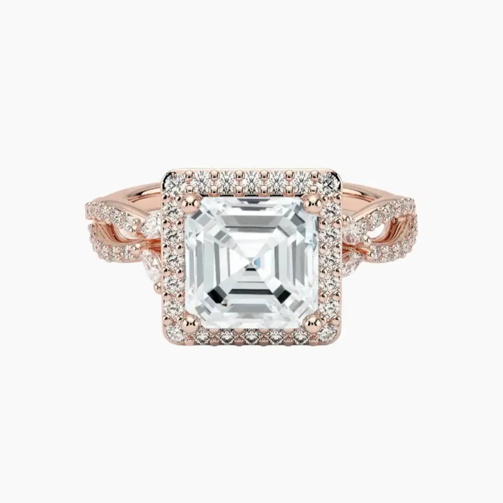 Nerissa Asscher Designer 1 Carat Lab Grown Diamond Engagement Ring in 14K Rose Gold
