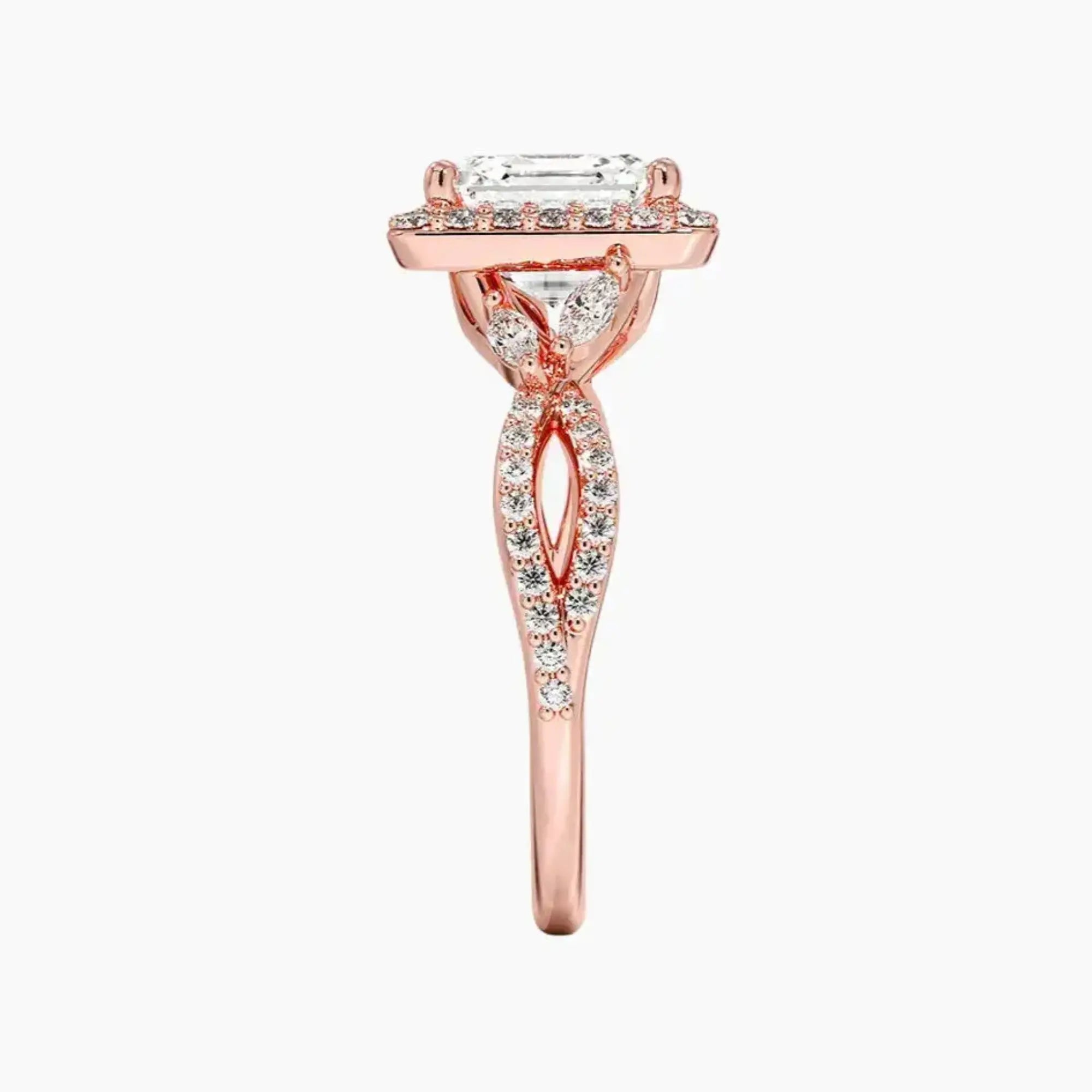 Nerissa Asscher Designer 1 Carat Lab Grown Diamond Engagement Ring in 18K Rose Gold