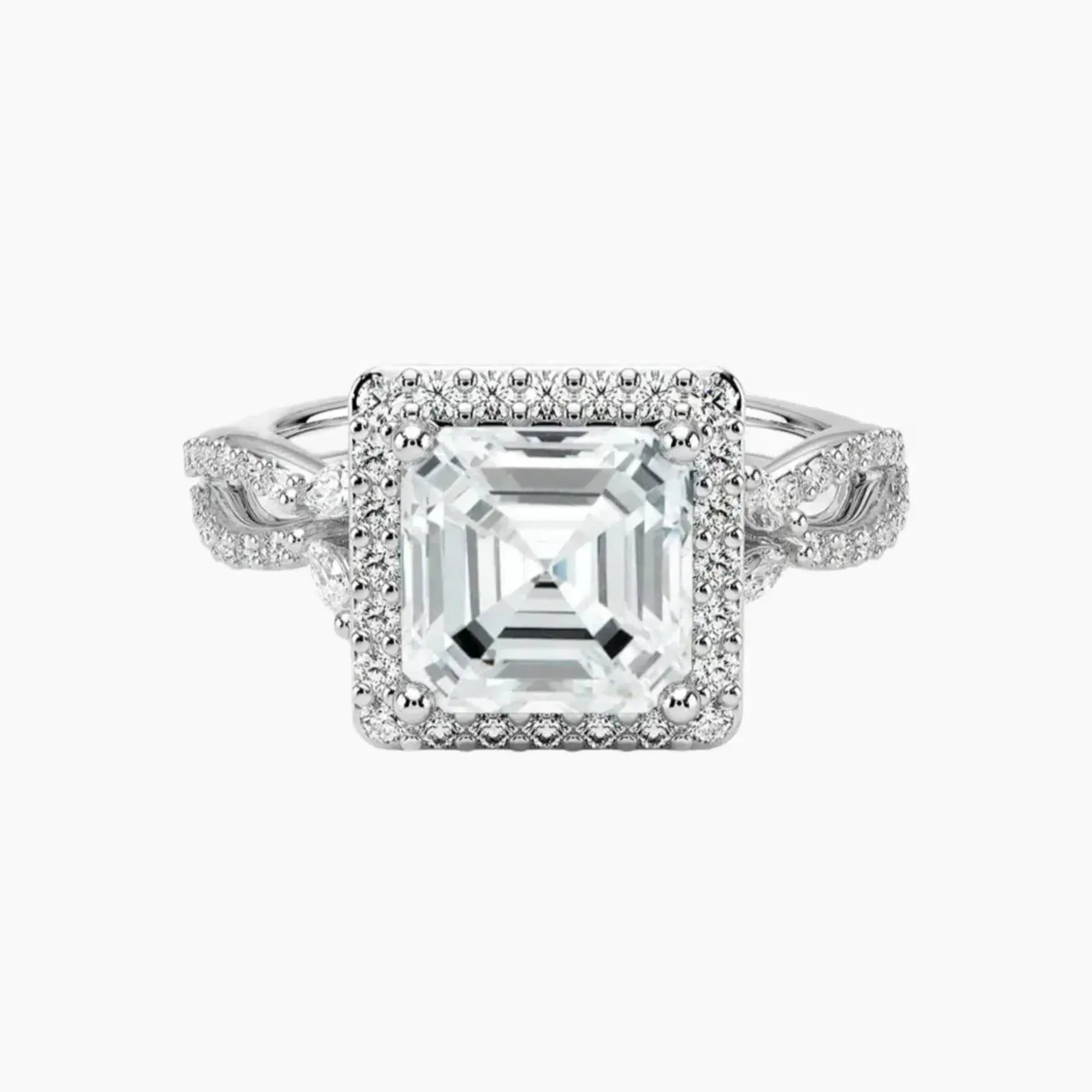 Nerissa Asscher Designer 2.5 Carat Lab Grown Diamond Engagement Ring in 18K Rose Gold