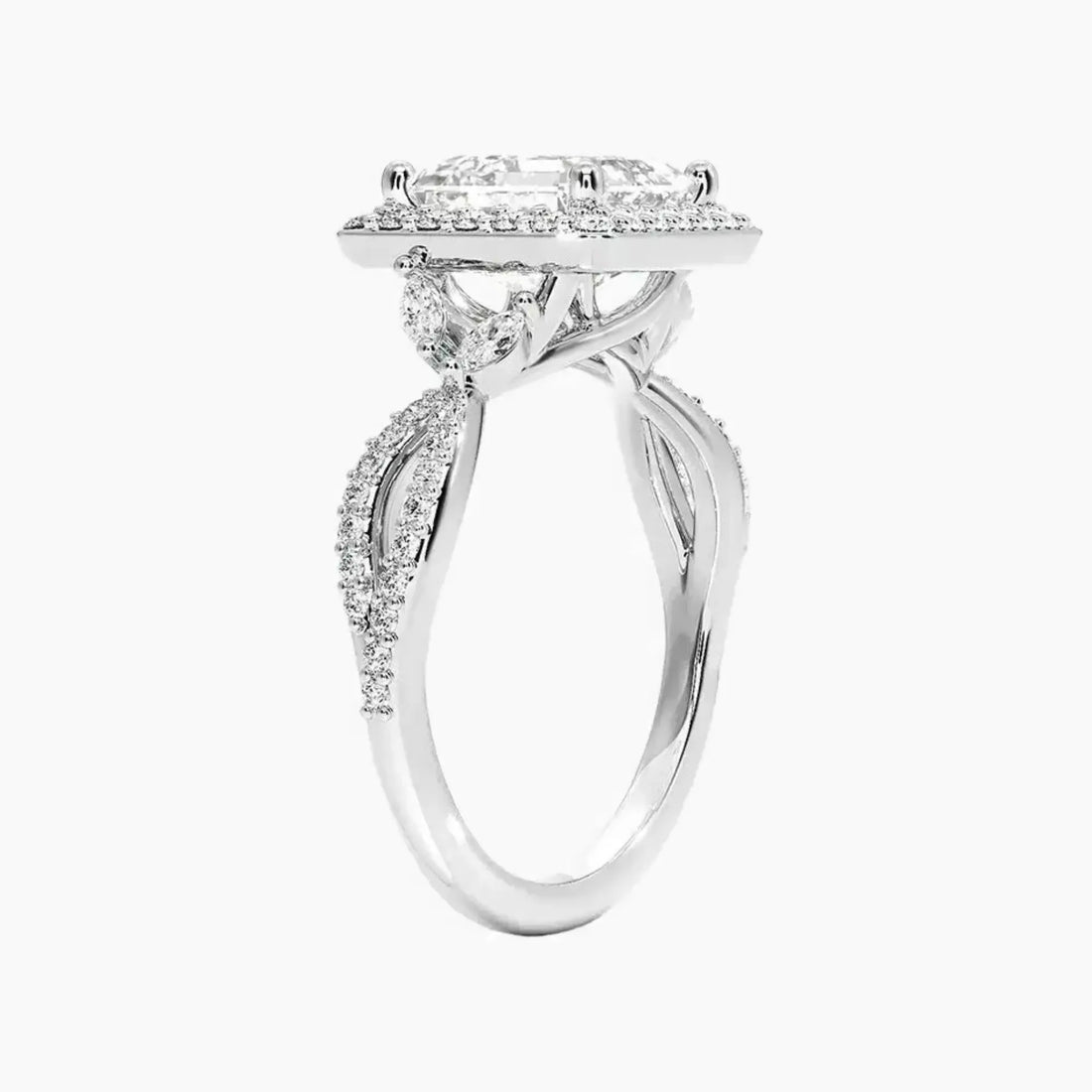 Nerissa Asscher Designer 1.5 Carat Lab Grown Diamond Engagement Ring in 14K White Gold