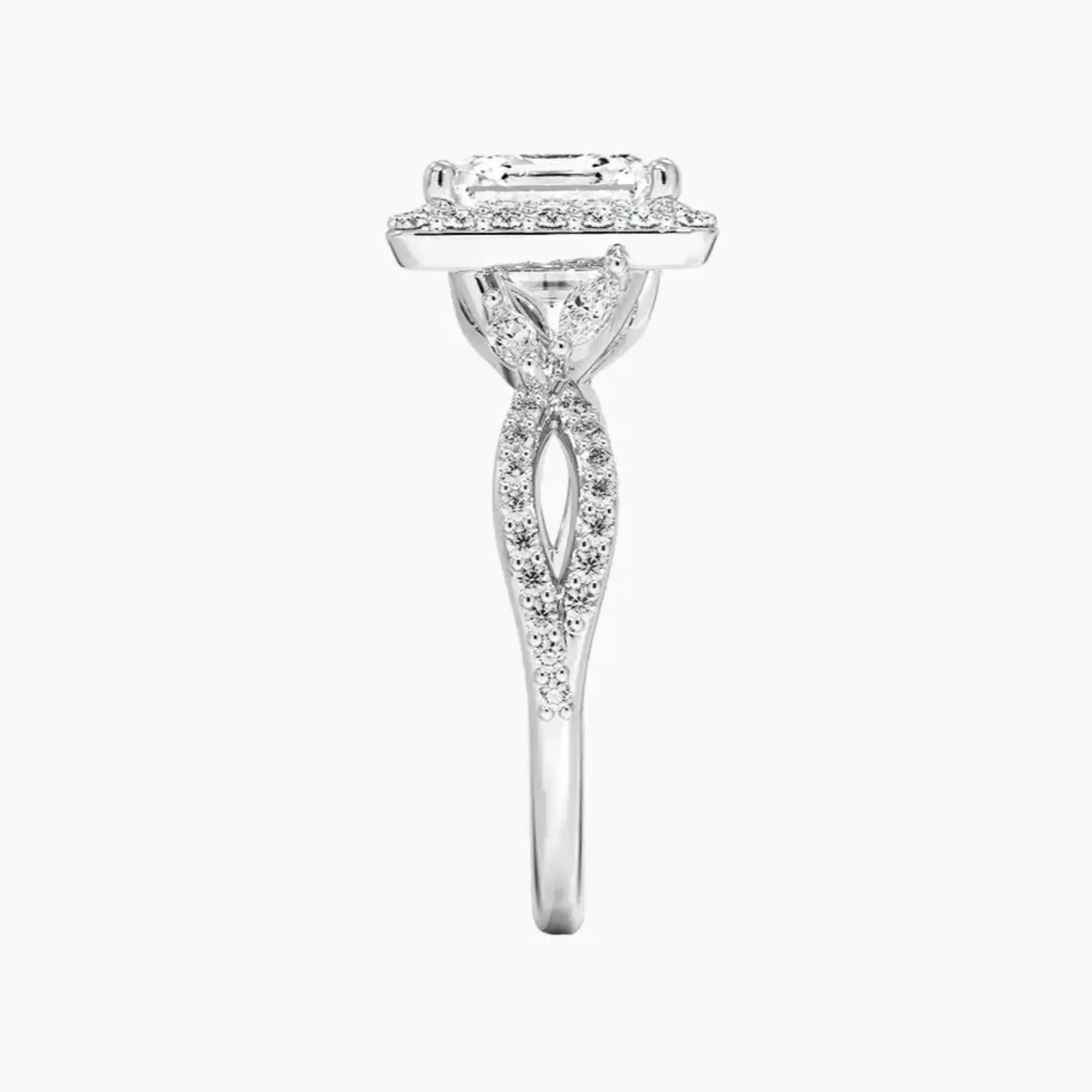 Nerissa Asscher Designer 3 Carat Lab Grown Diamond Engagement Ring in 18K White Gold