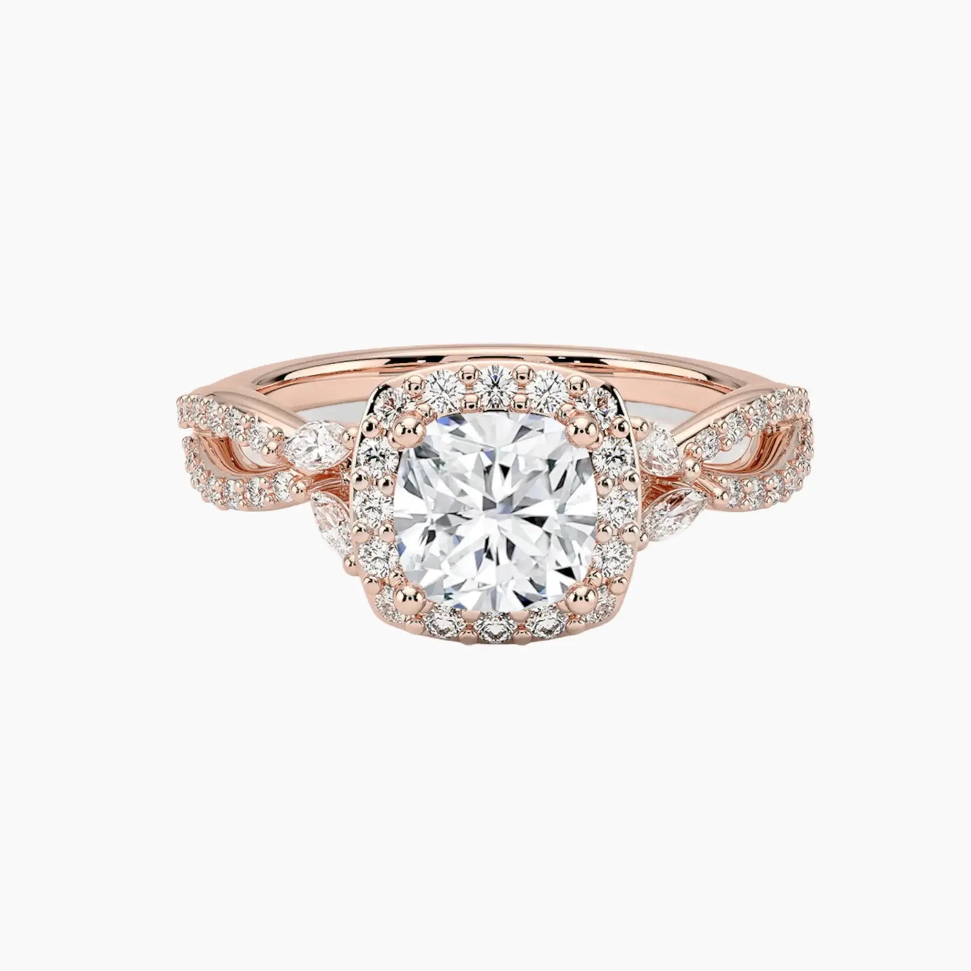 Nerissa Cushion Designer 2.5 Carat Lab Grown Diamond Engagement Ring in 14K Yellow Gold