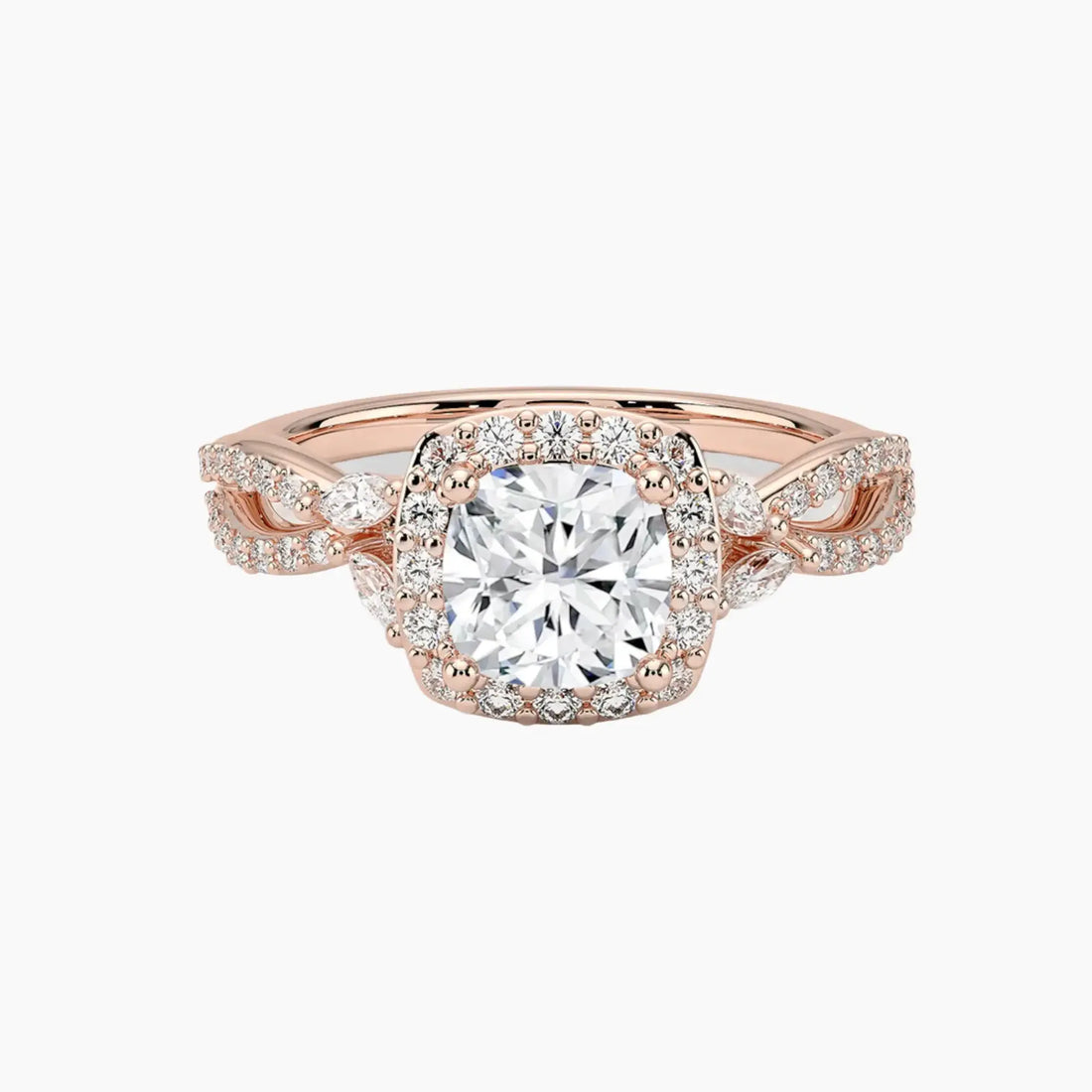 Nerissa Cushion Designer Diamond Ring Setting in 14K Rose Gold