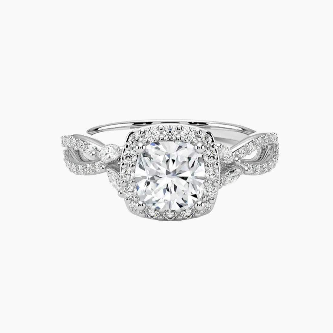 Nerissa Cushion Designer 1 Carat Lab Grown Diamond Engagement Ring in 18K Yellow Gold