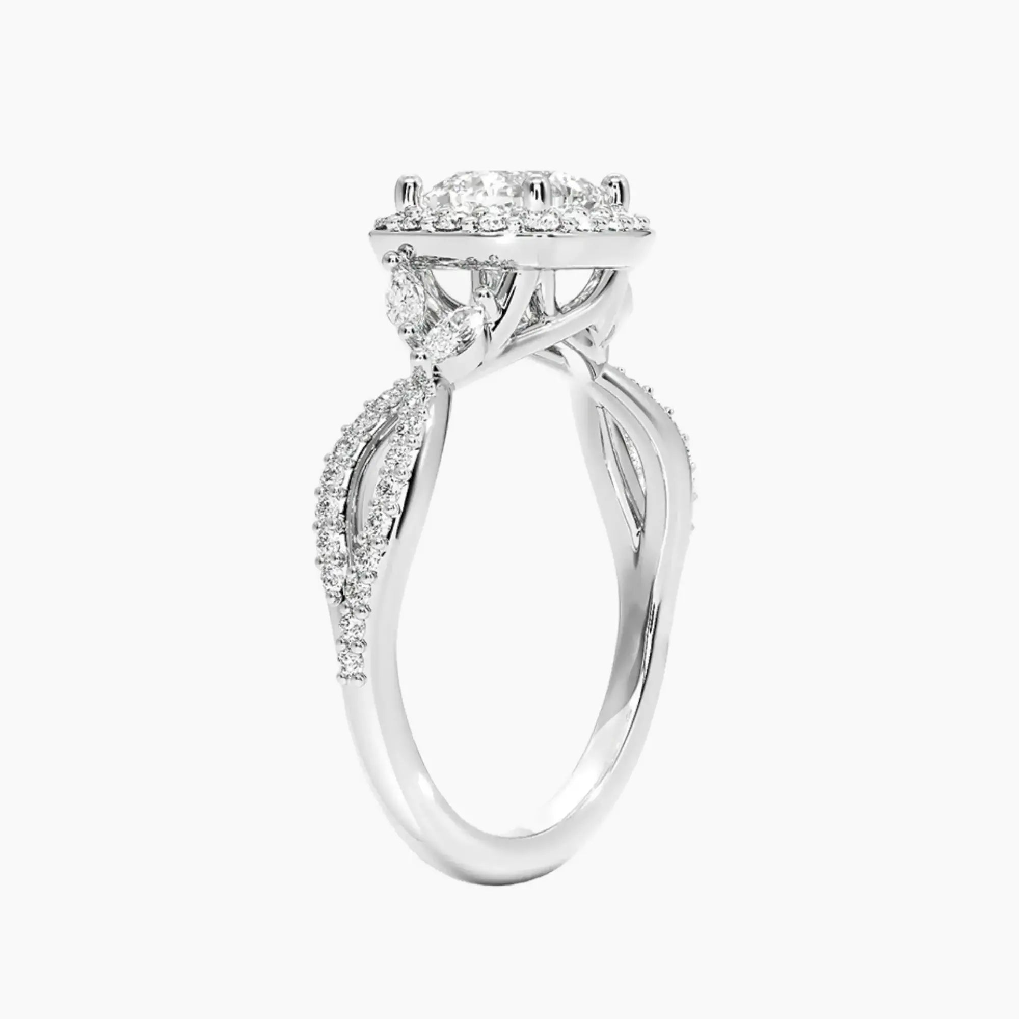 Nerissa Cushion Designer Diamond Ring Setting in 14K White Gold