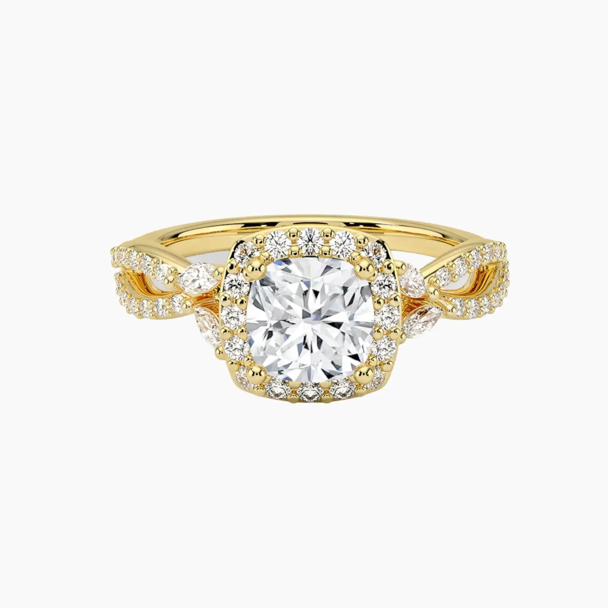 Nerissa Cushion Designer 2 Carat Lab Grown Diamond Engagement Ring in 18K Rose Gold