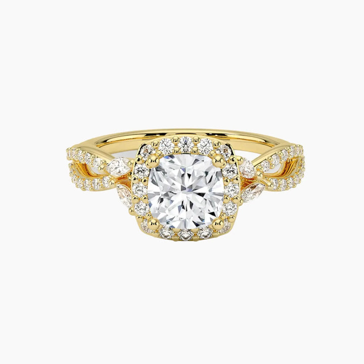 Nerissa Cushion Designer 1 Carat Lab Grown Diamond Engagement Ring in 14K Yellow Gold