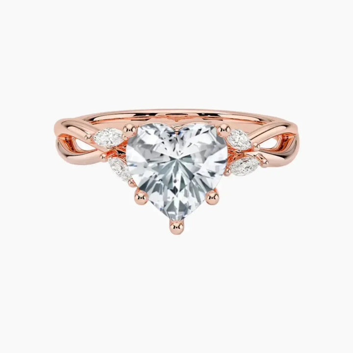 Amara Heart Designer 1 Carat Lab Grown Diamond Engagement Ring in 14K Rose Gold