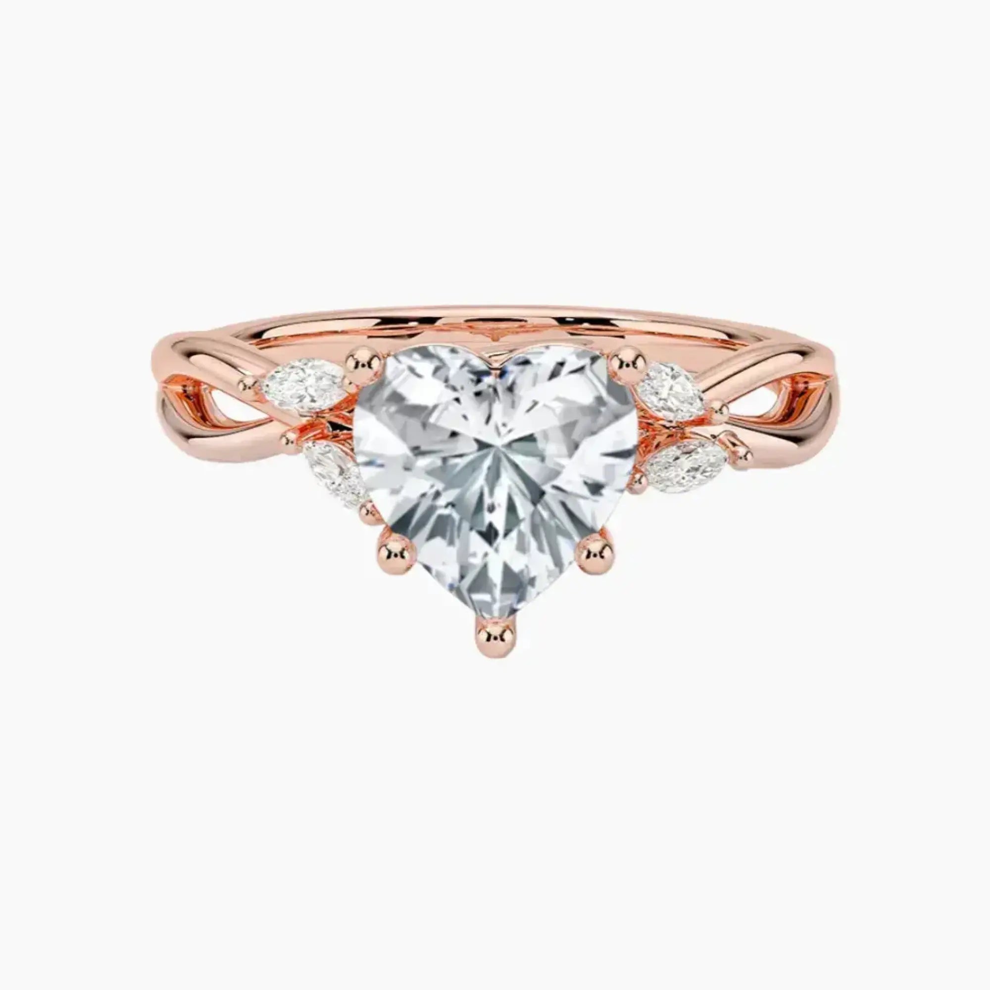 Amara Heart Designer 2 Carat Lab Grown Diamond Engagement Ring in 18K Yellow Gold